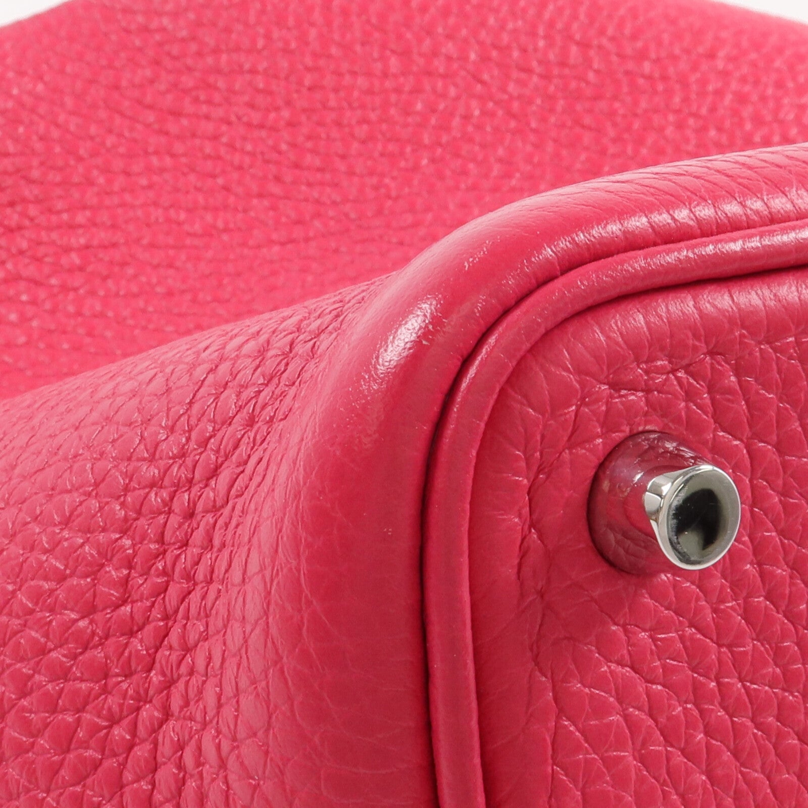 HERMES Clemence皮革Picotin PM銀扣手挽袋Rose Mexico/Rouge de Coeur