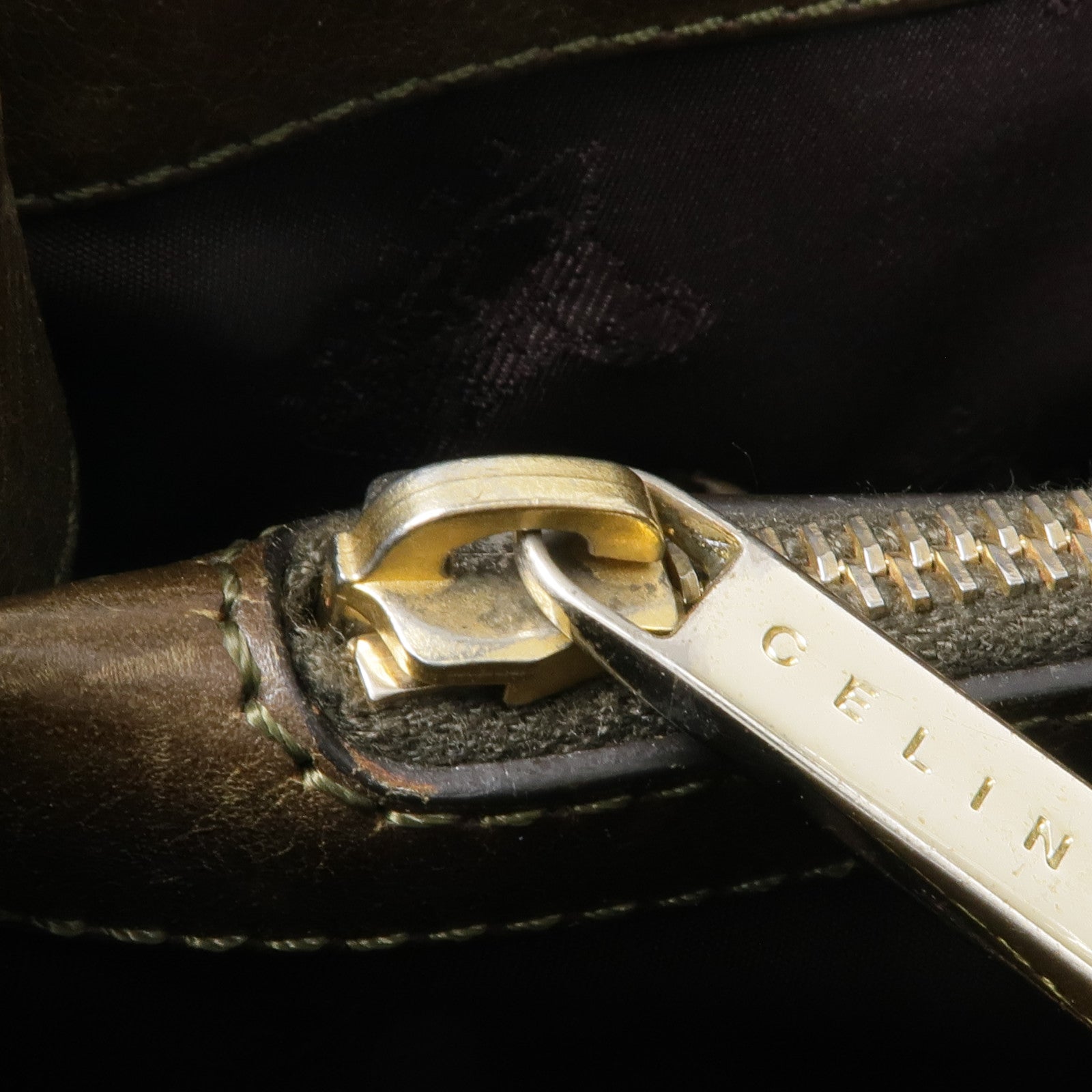 CELINE 牛皮皮革Hand Bag銀扣手挽袋