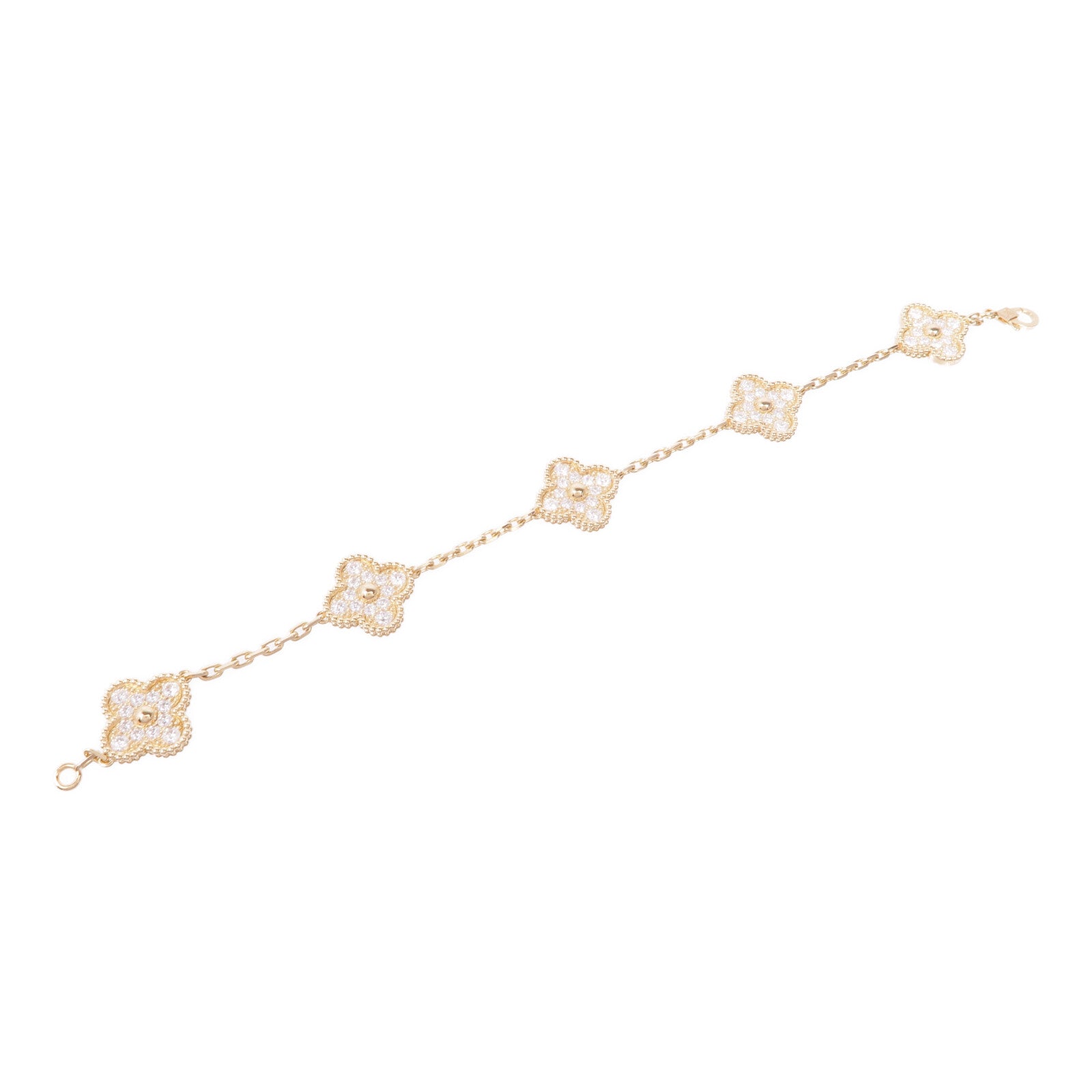 Van Cleef & Arpels 18K黃金Vintage Alhambra Diamond Bracelet鑽石手鏈