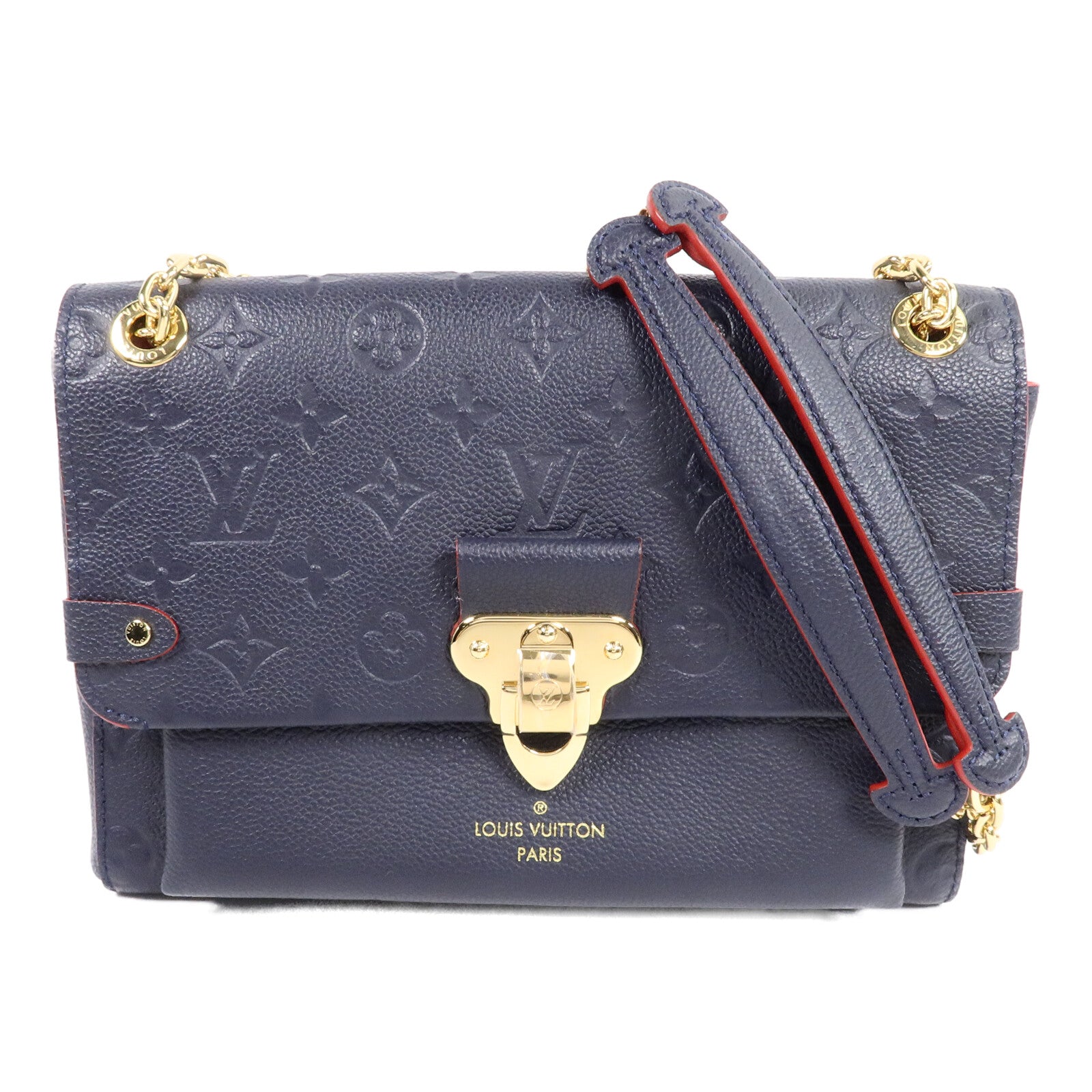 LOUIS VUITTON Monogram Empreinte Vavin PM肩背袋深藍色
