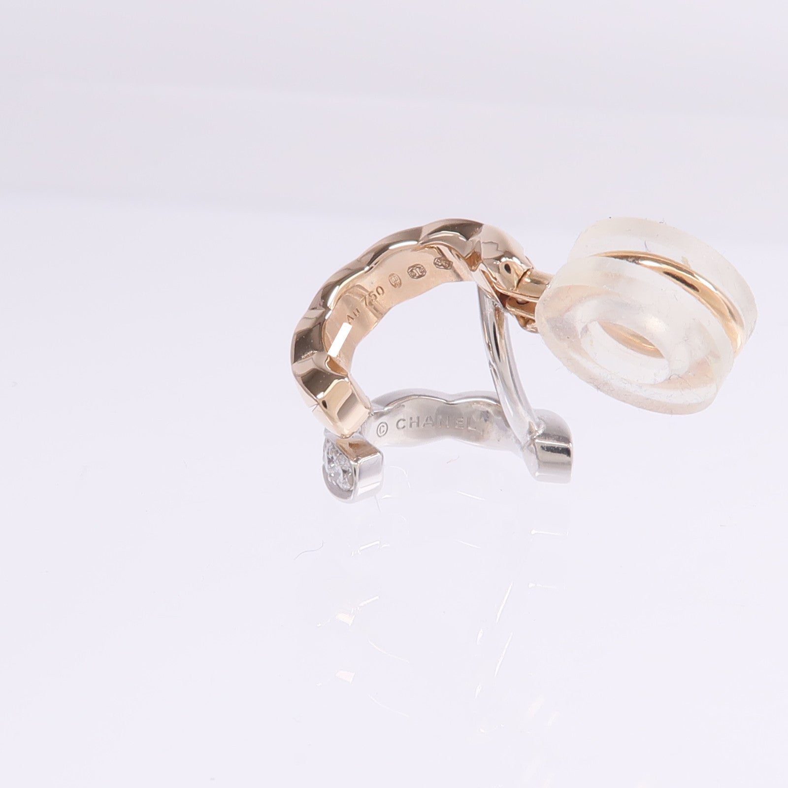 CHANEL 18K白金/玫瑰金Coco Crush Earring Cilp鑽石耳環