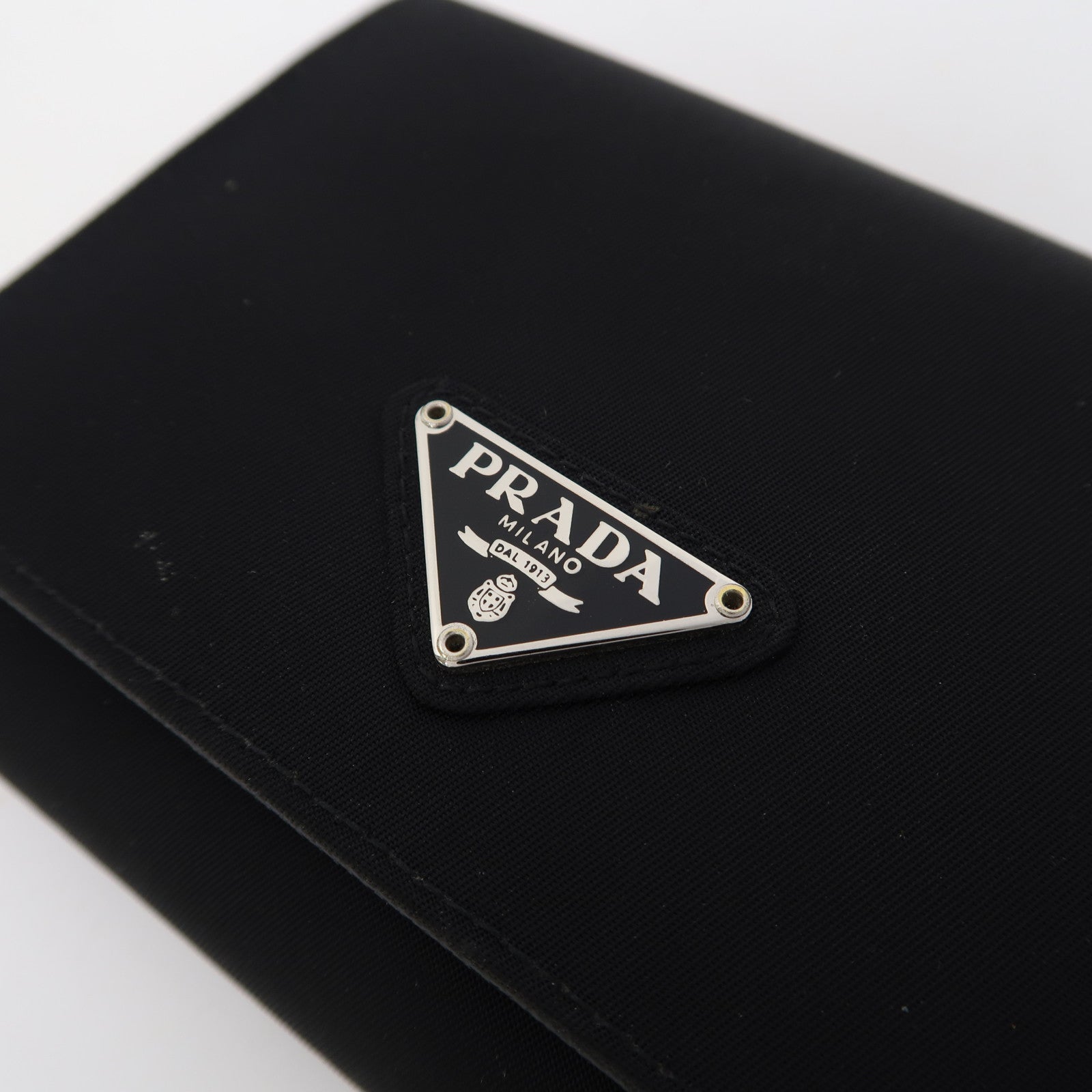 PRADA 尼龍Fold Wallet銀扣錢包黑色