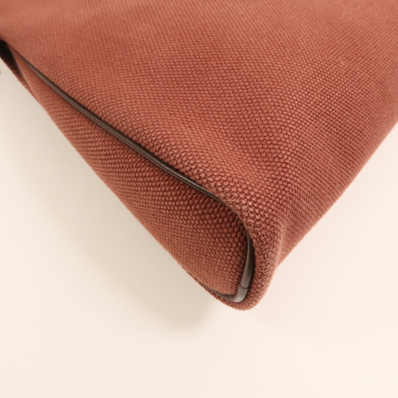 HERMES 帆布Heeboo Bag銀扣手挽袋Bordeaux