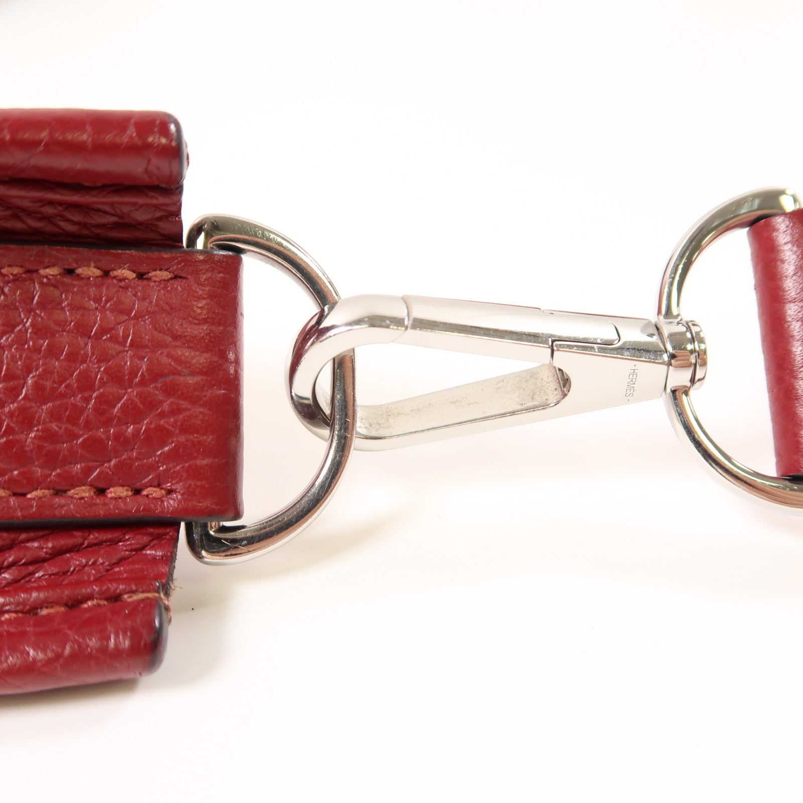 HERMES Clemence皮革Evelyne PM銀扣肩背袋Rubis