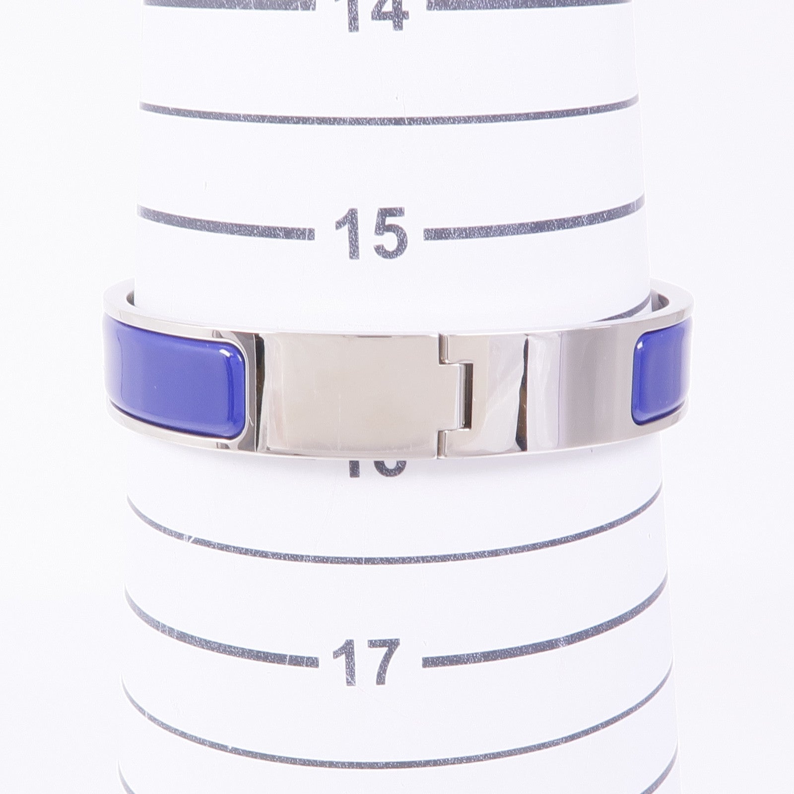 HERMES Clic H Bracelet Enamel Metal Silver Blue