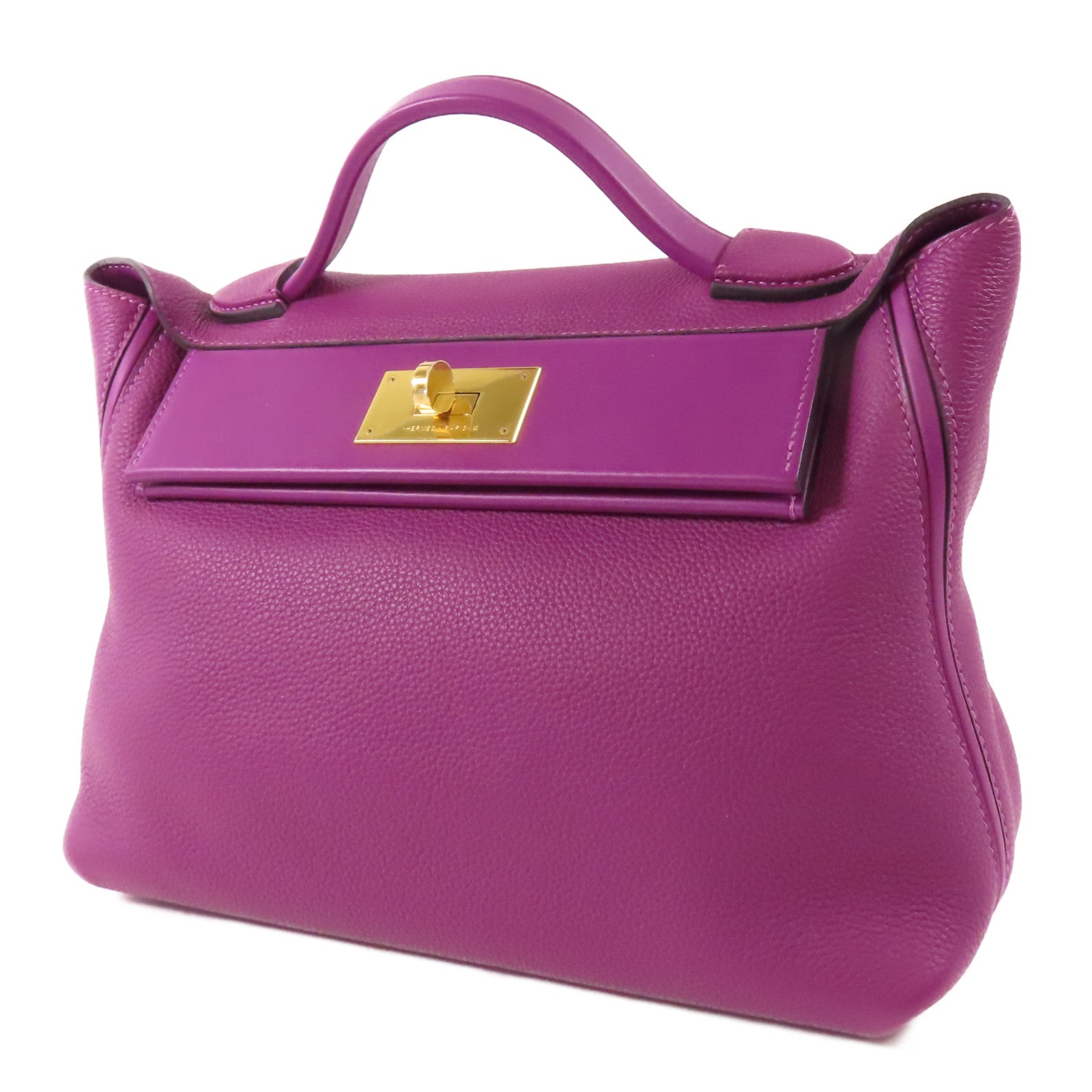 HERMES GHW 24/24 29CM 2 Way Bag Clemence Leather P9 Anemone