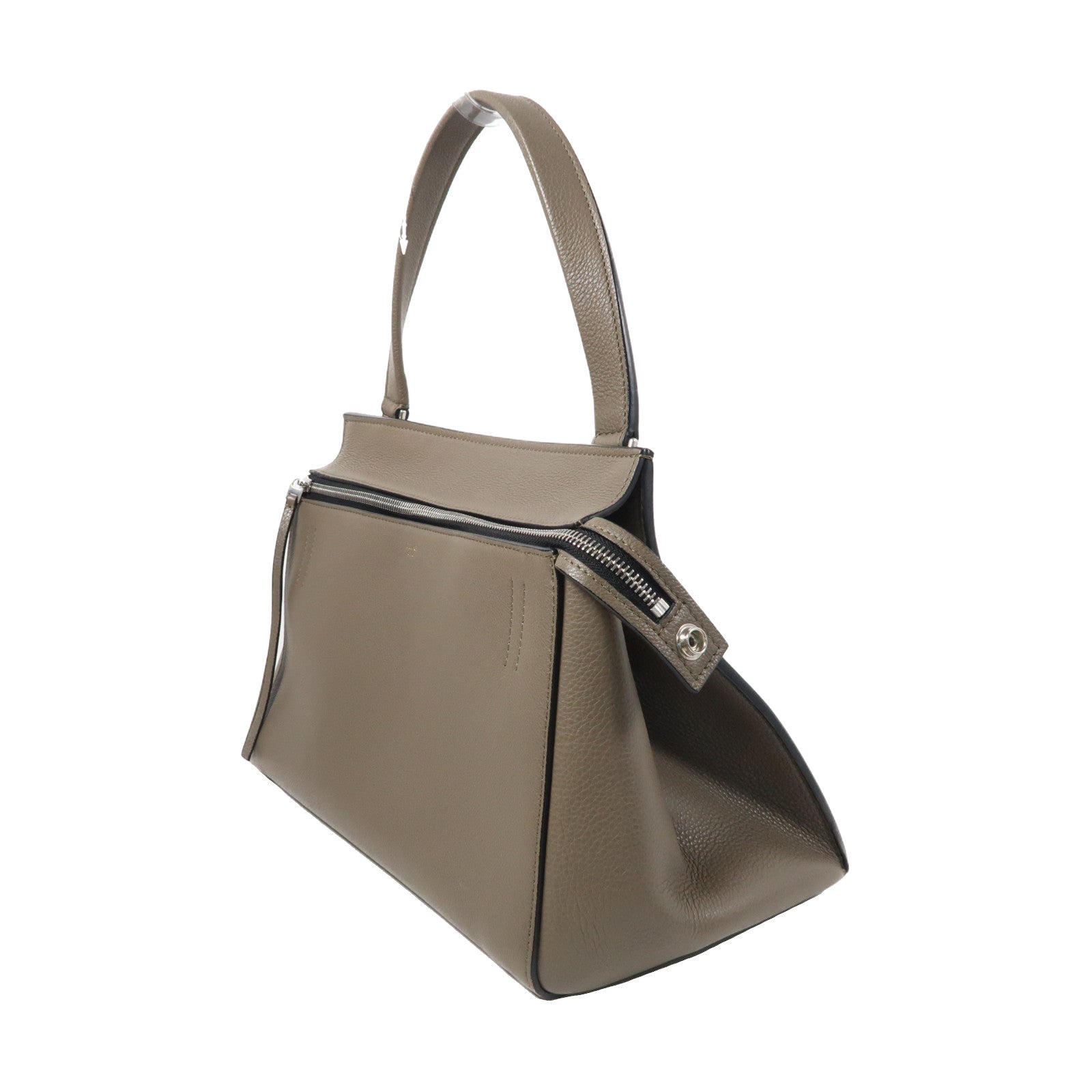 CELINE 【激減優惠】牛皮皮革Shoulder Bag銀扣肩背袋灰色