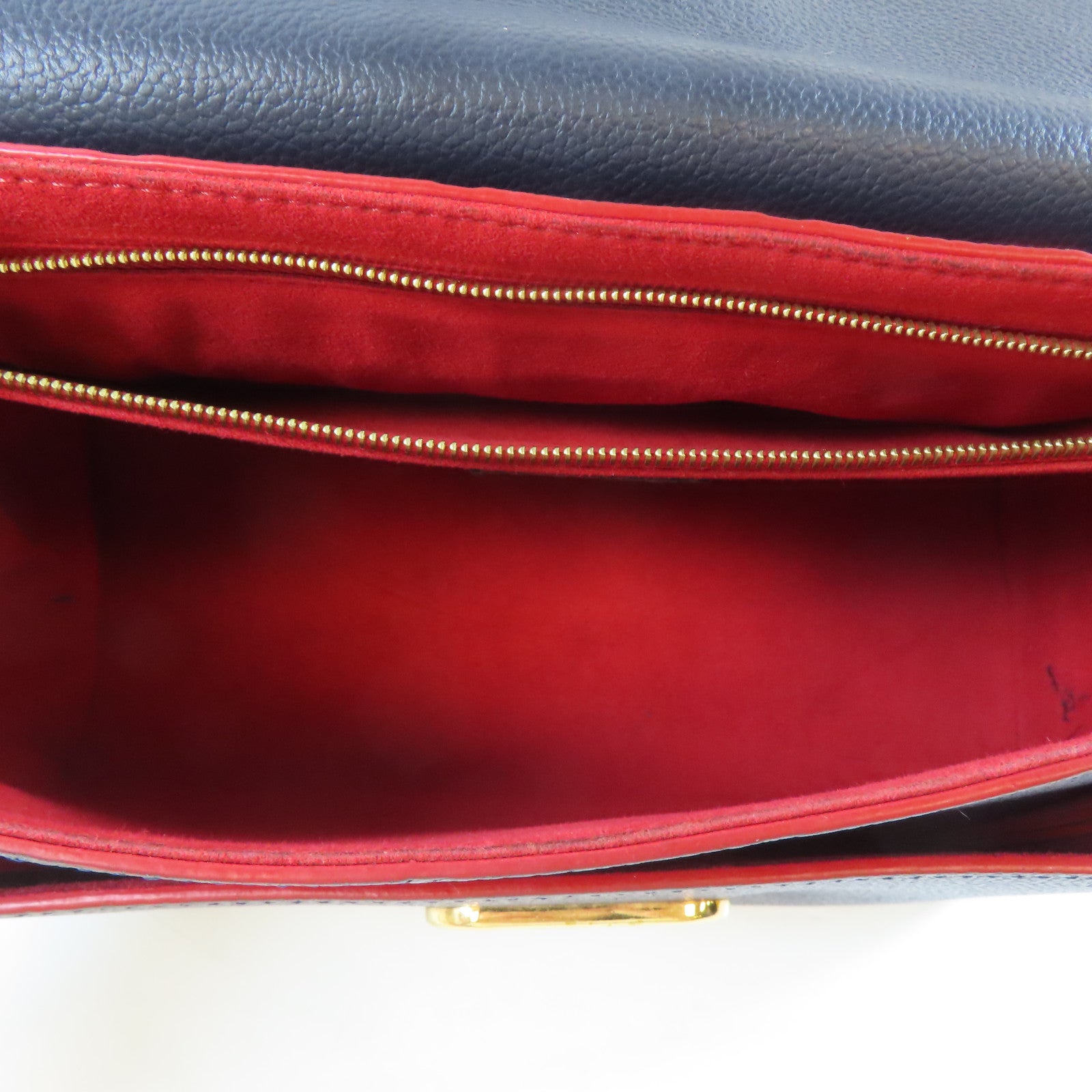 LOUIS VUITTON Monogram Empreinte Vavin PM金扣鏈帶肩背袋深藍色