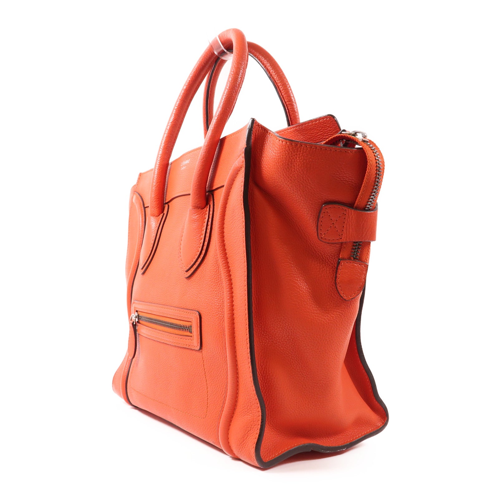 CELINE 牛皮皮革Mini Luggage銀扣手挽袋