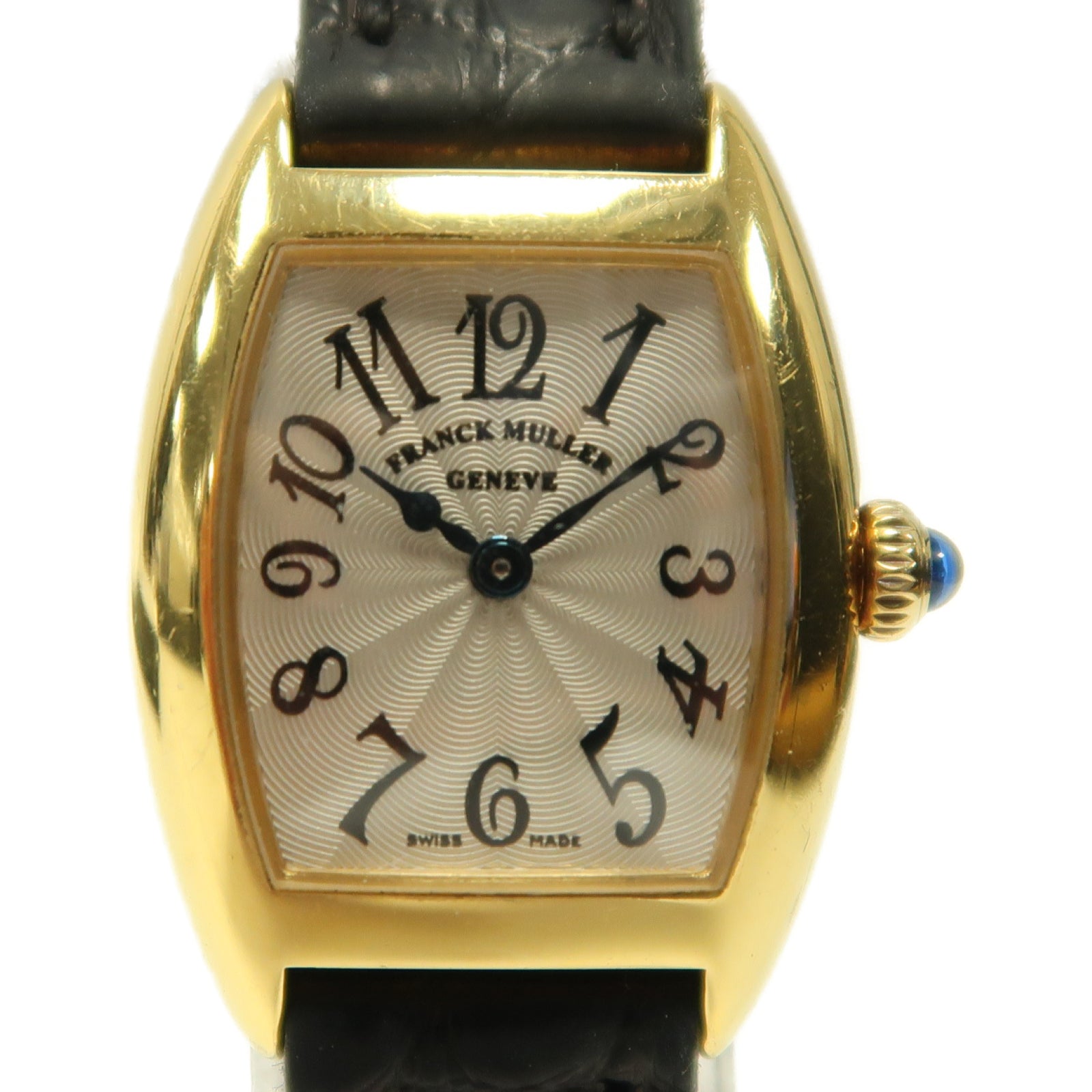 FRANCK MULLER Curvex 2500 QZ 18K黃金/皮革手錶石英機芯金色