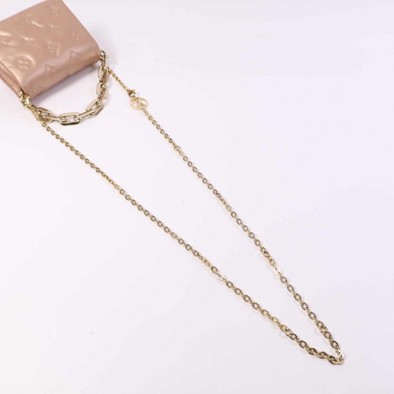 LOUIS VUITTON Monogram Embossed Coussin Belt Bag金扣鏈帶手挽肩背兩用袋