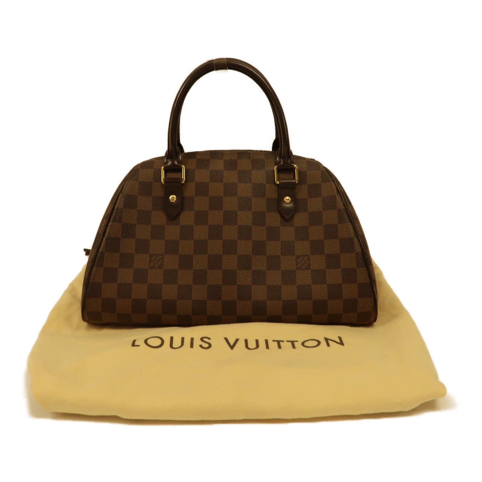 LOUIS VUITTON Damier Ebene Ribera MM金扣手挽袋啡色