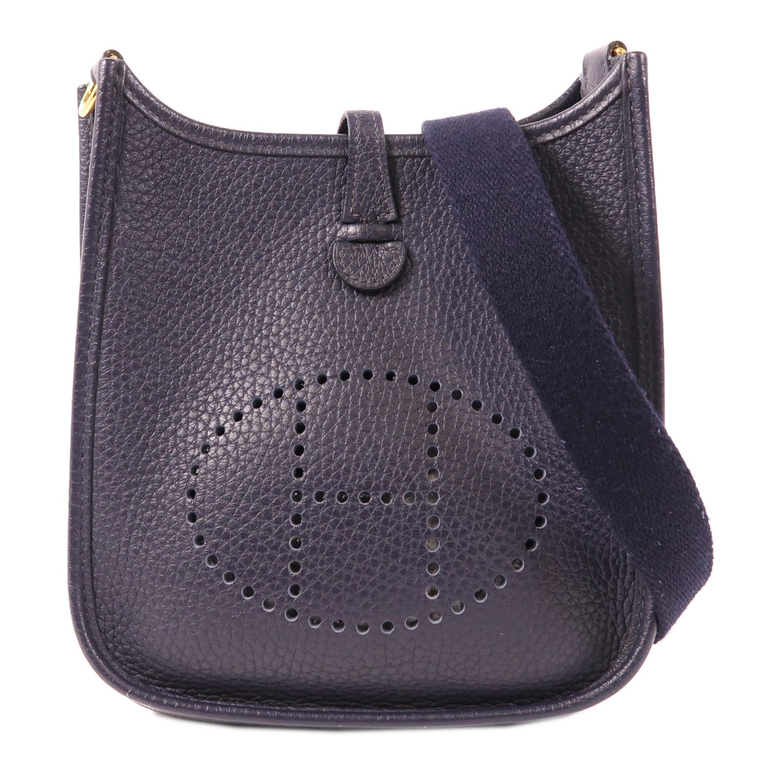 HERMES Clemence皮革Evelyne TPM金扣肩背袋Bleu Nuit