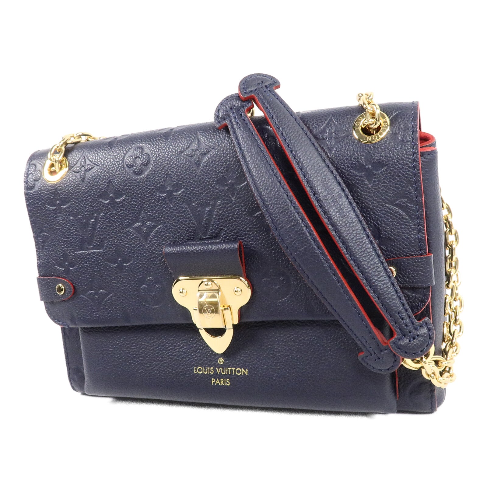 LOUIS VUITTON Monogram Empreinte Vavin PM肩背袋深藍色