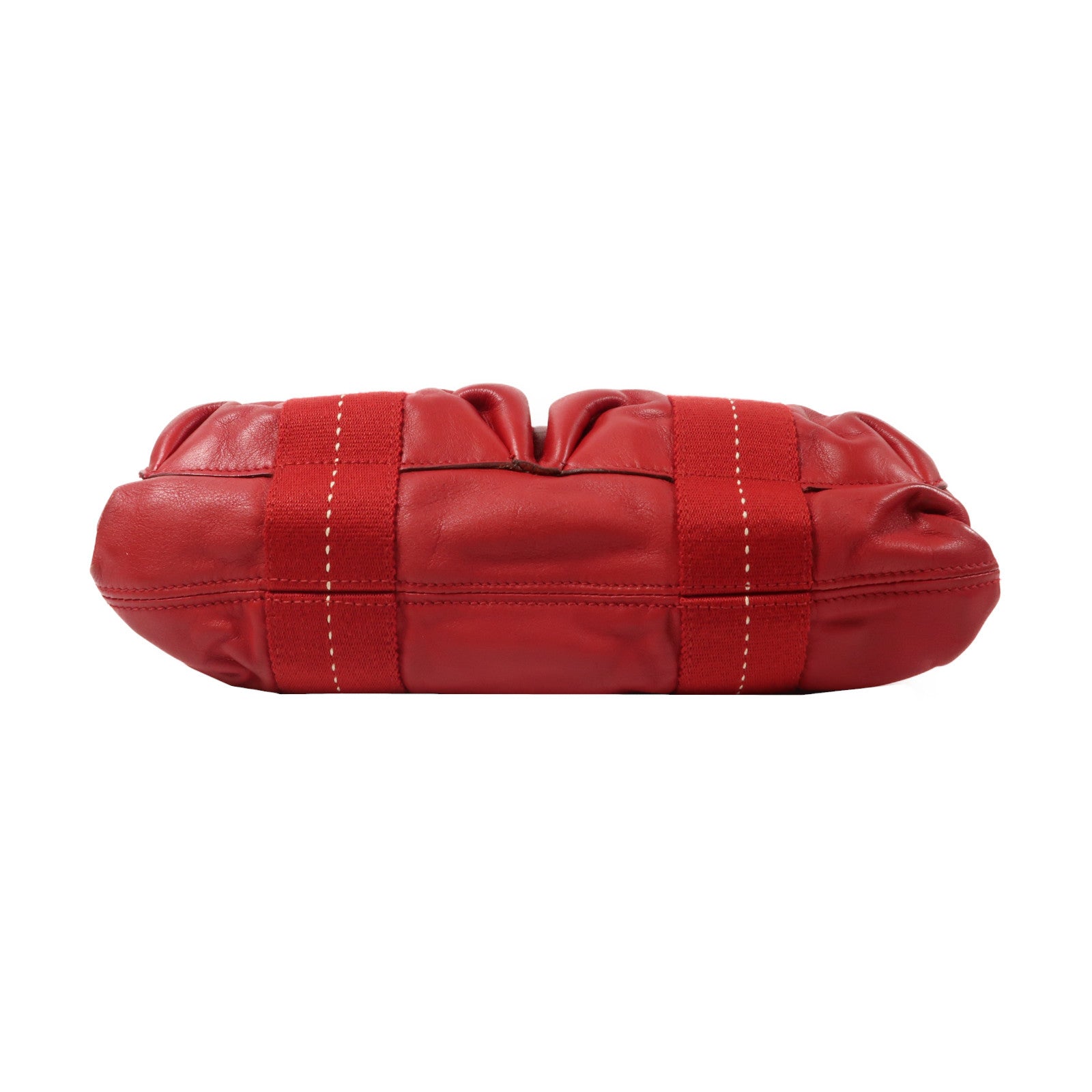 HERMES 皮革Horizontal PM銀扣手挽肩背兩用袋紅色