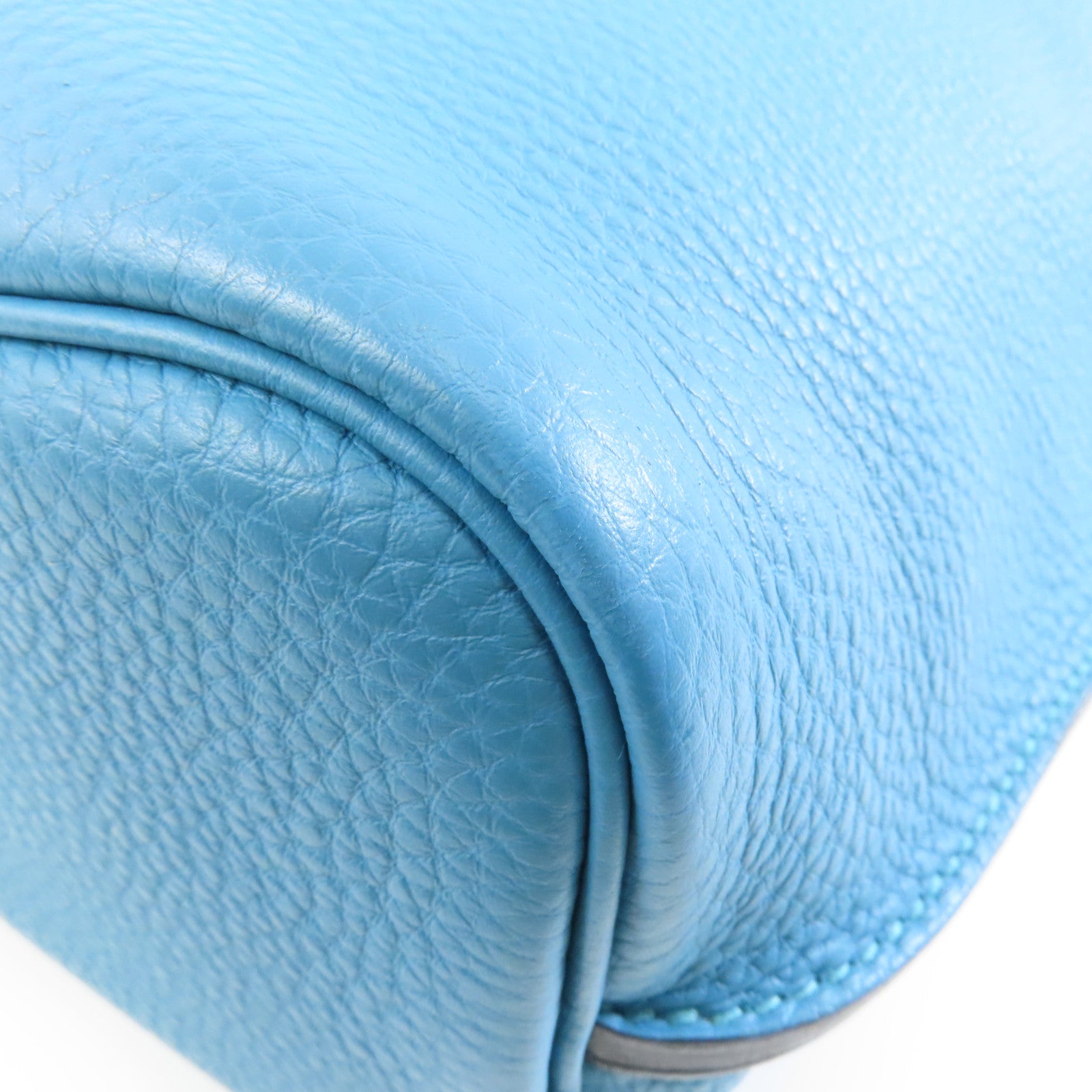 HERMES Clemence皮革So Kelly 22銀扣肩背袋7B Turquoise/土耳其亮藍