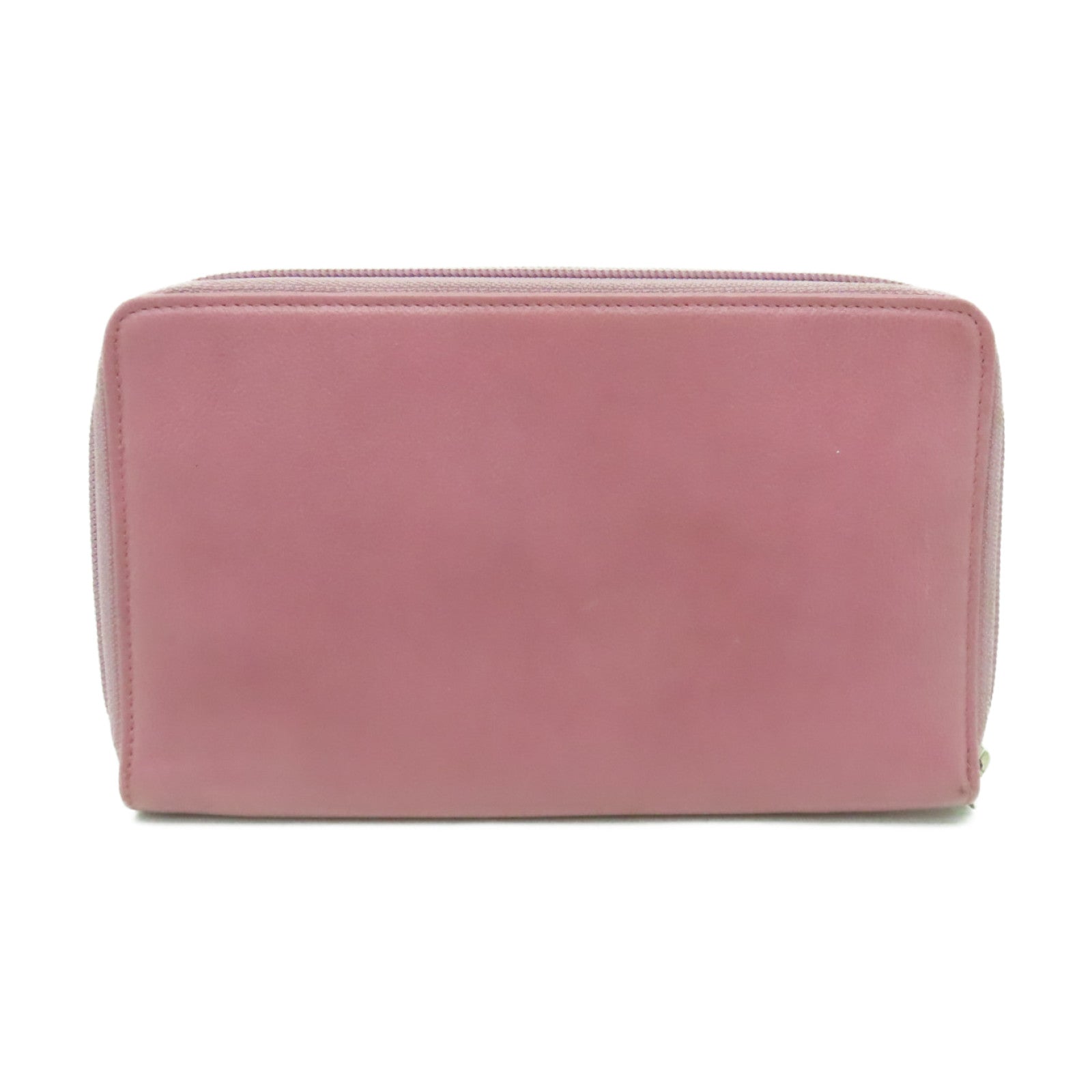 CHANEL 【清倉大減價】牛皮皮革Zipped Long Wallet銀扣長錢包粉紅色