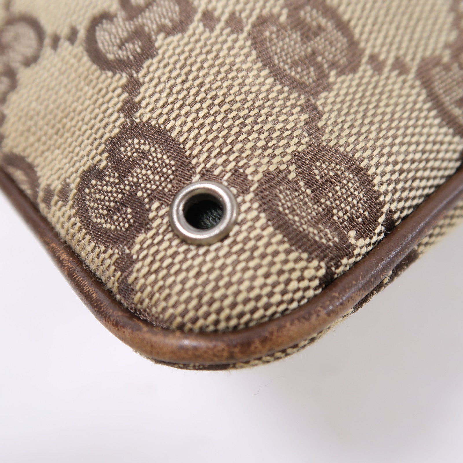 GUCCI 帆布Shoulder Bag銀扣肩背袋啡色