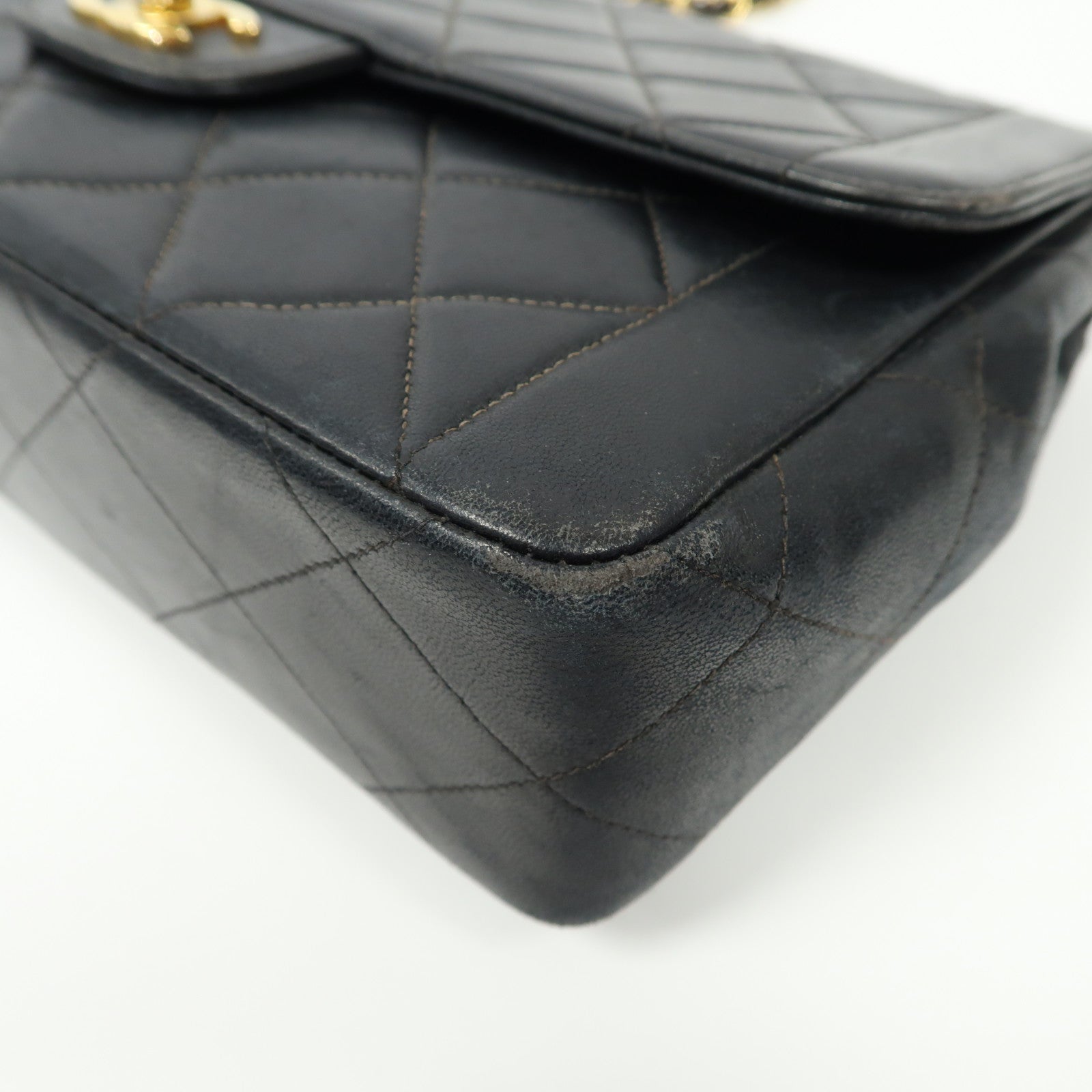 CHANEL 【激減優惠】菱格羊皮皮革Chain Shoulder金扣鏈帶肩背袋黑色