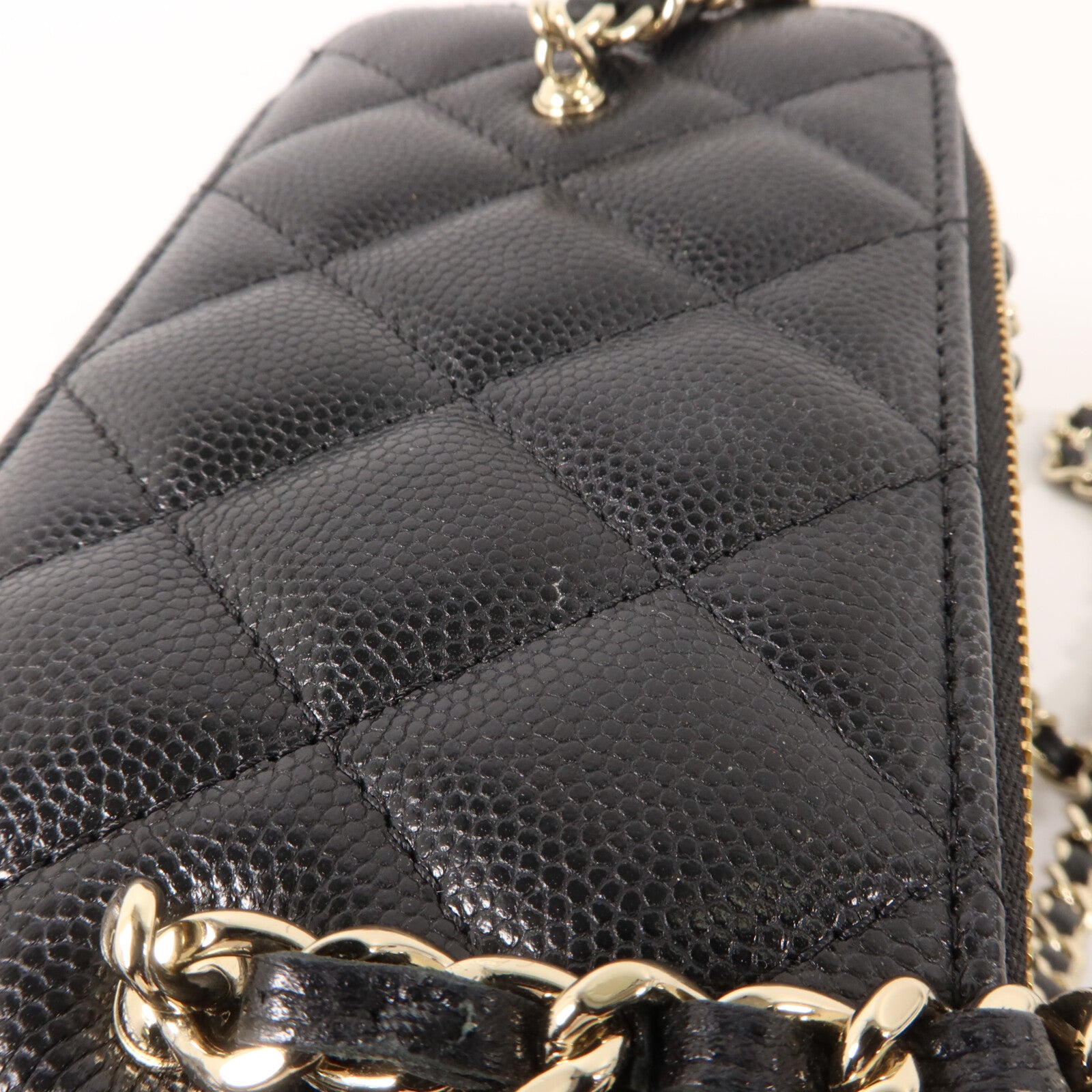 CHANEL 牛皮皮革CC Vanity Case With Crystal鏈帶肩背袋