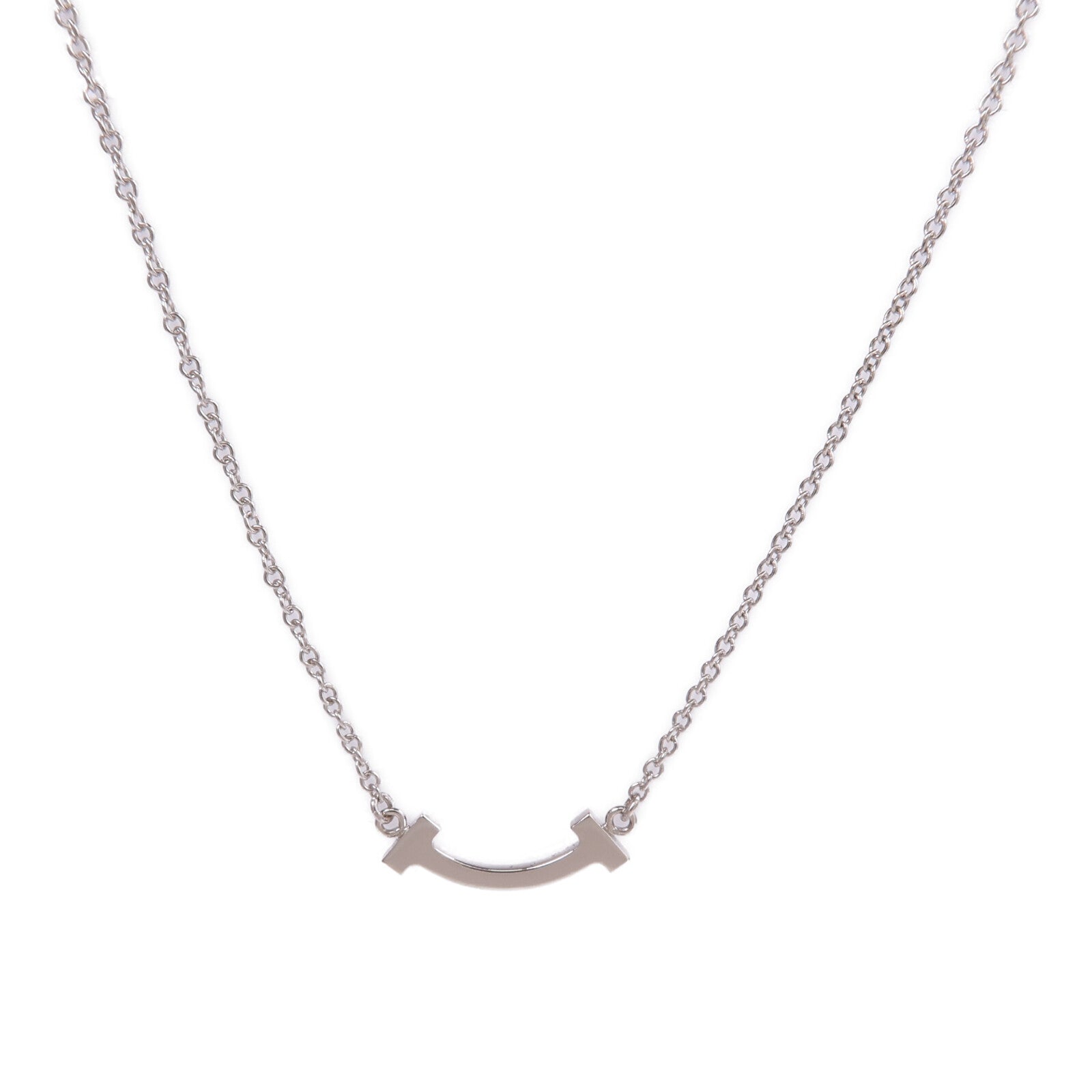 TIFFANY＆CO 18K白金T Smile Necklace鑽石項鍊