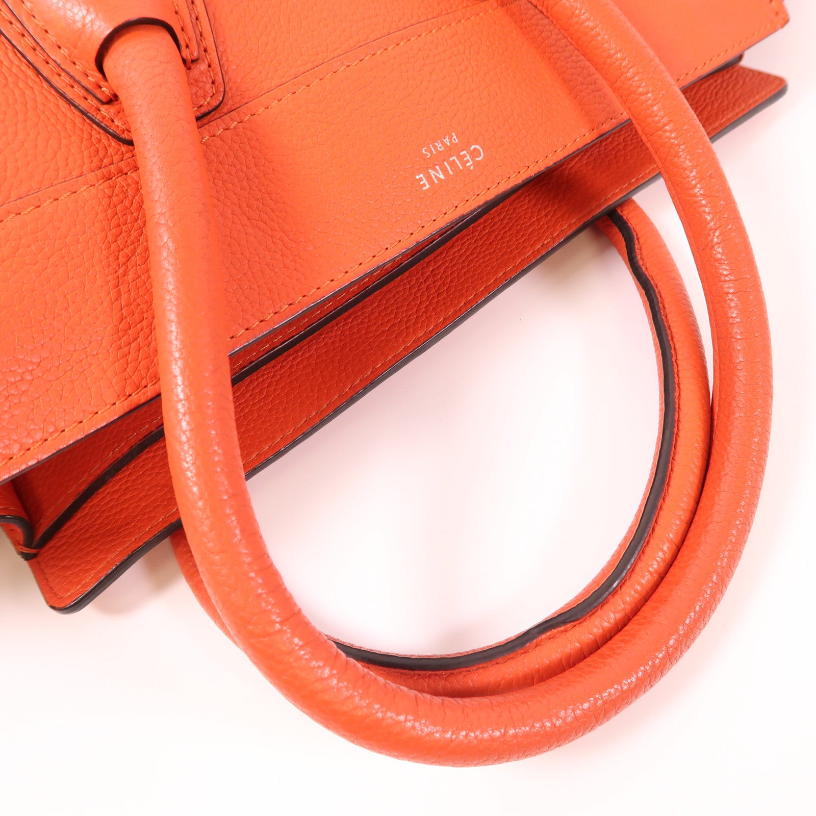 CELINE 牛皮皮革Mini Luggage銀扣手挽袋