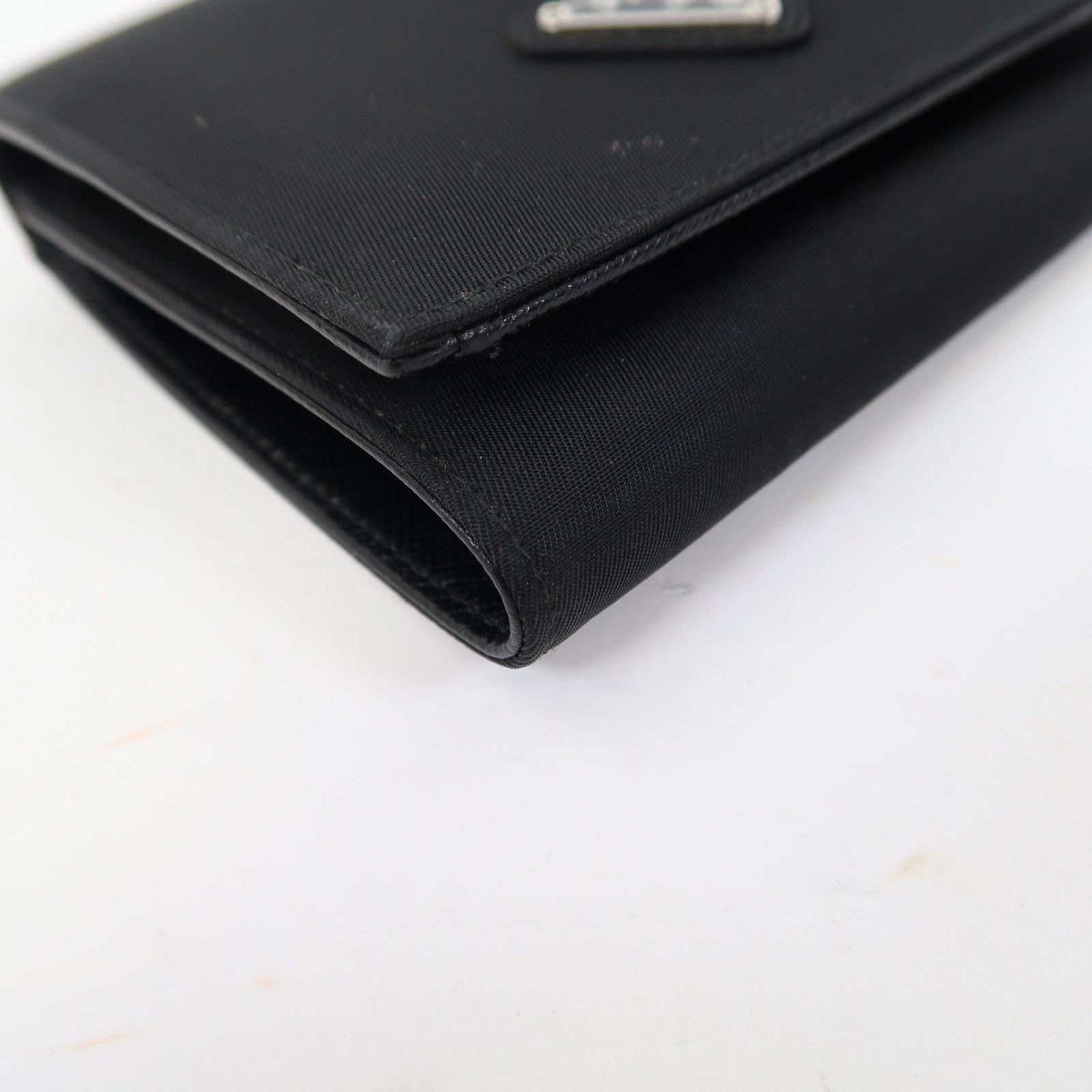PRADA 尼龍Fold Wallet銀扣錢包黑色