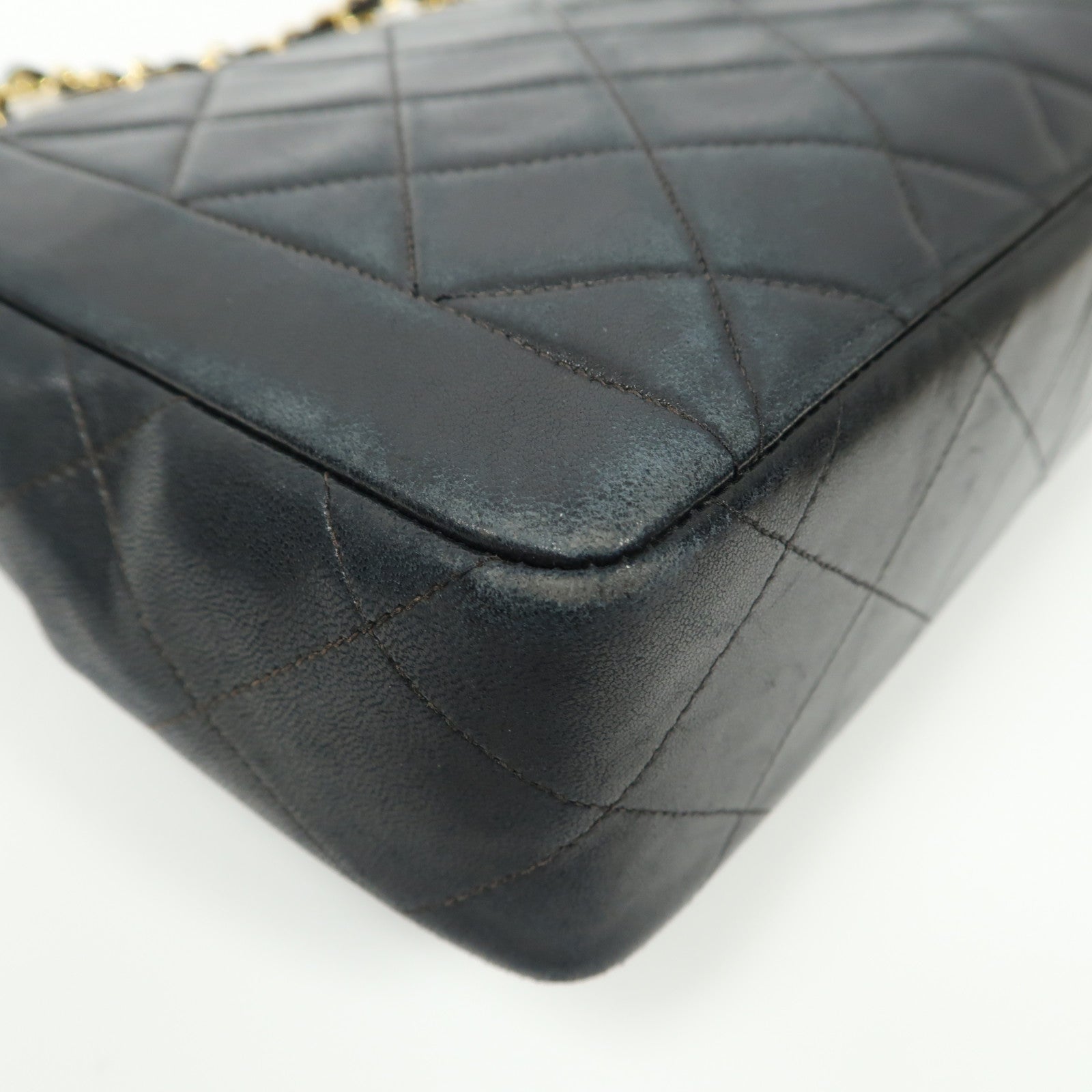 CHANEL 【激減優惠】菱格羊皮皮革Chain Shoulder金扣鏈帶肩背袋黑色