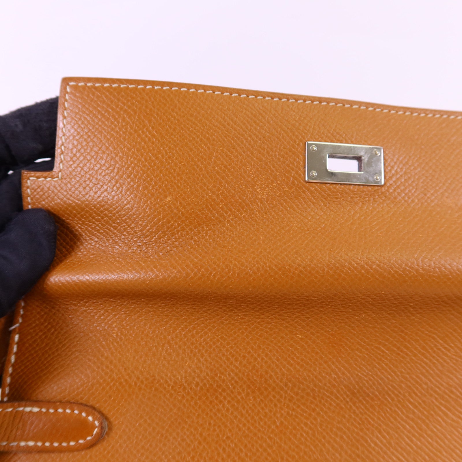 HERMES Epsom皮革Kelly Wallet銀扣長錢包Gold