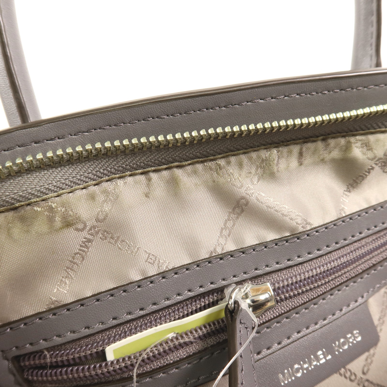 Michael Kors 皮革Top-Zip Satchel銀扣手挽肩背兩用袋