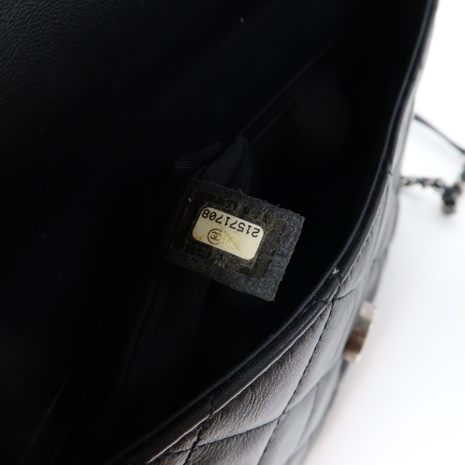 CHANEL 菱格牛皮皮革Chain Shoulder Bag銀扣鏈帶肩背袋黑色