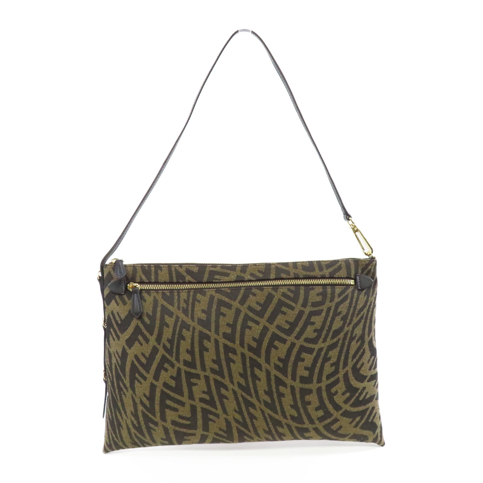 FENDI 帆布Clutch Bag金扣手拿包啡色