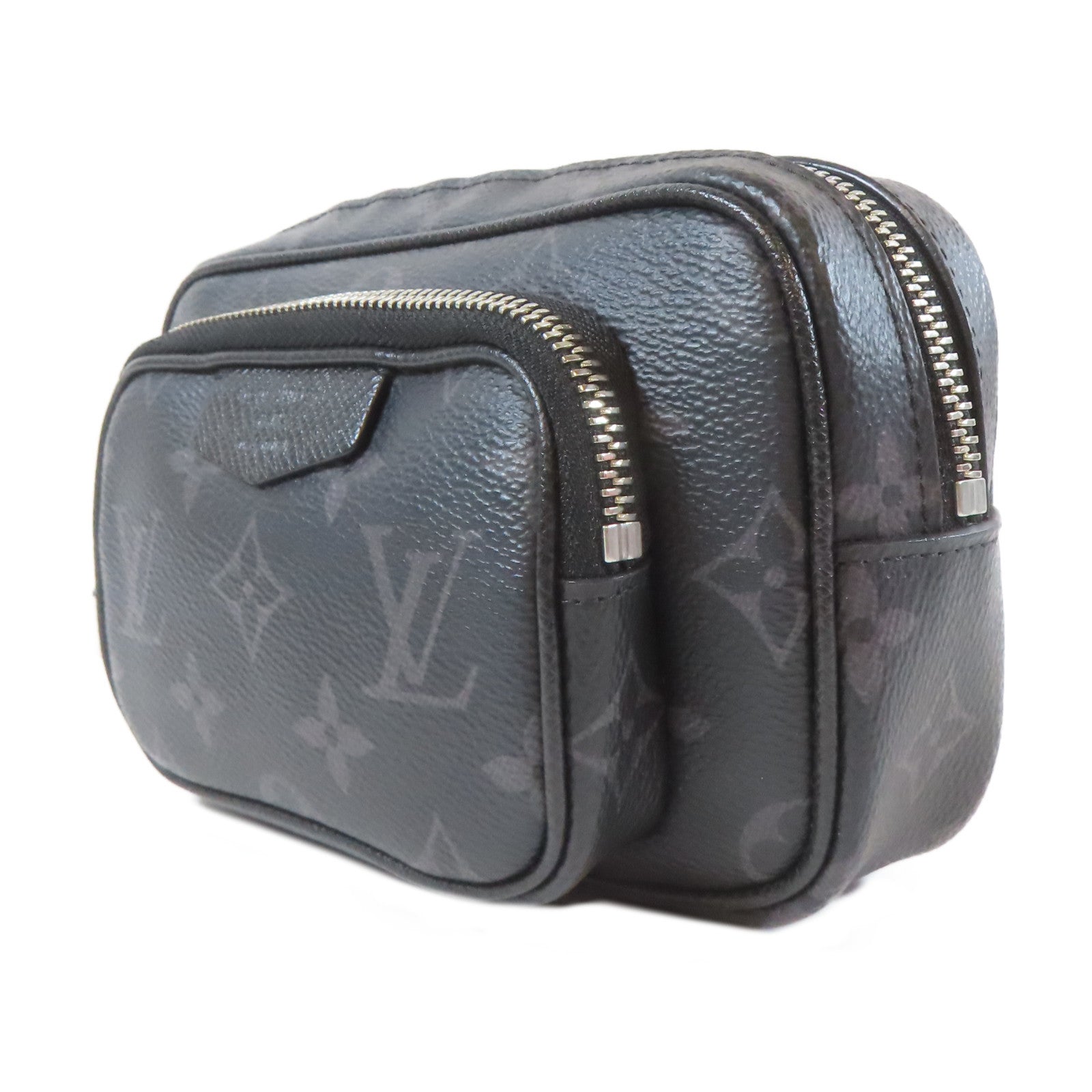 LOUIS VUITTON Monogram Eclipse Outdoor Pouch銀扣肩背袋黑色