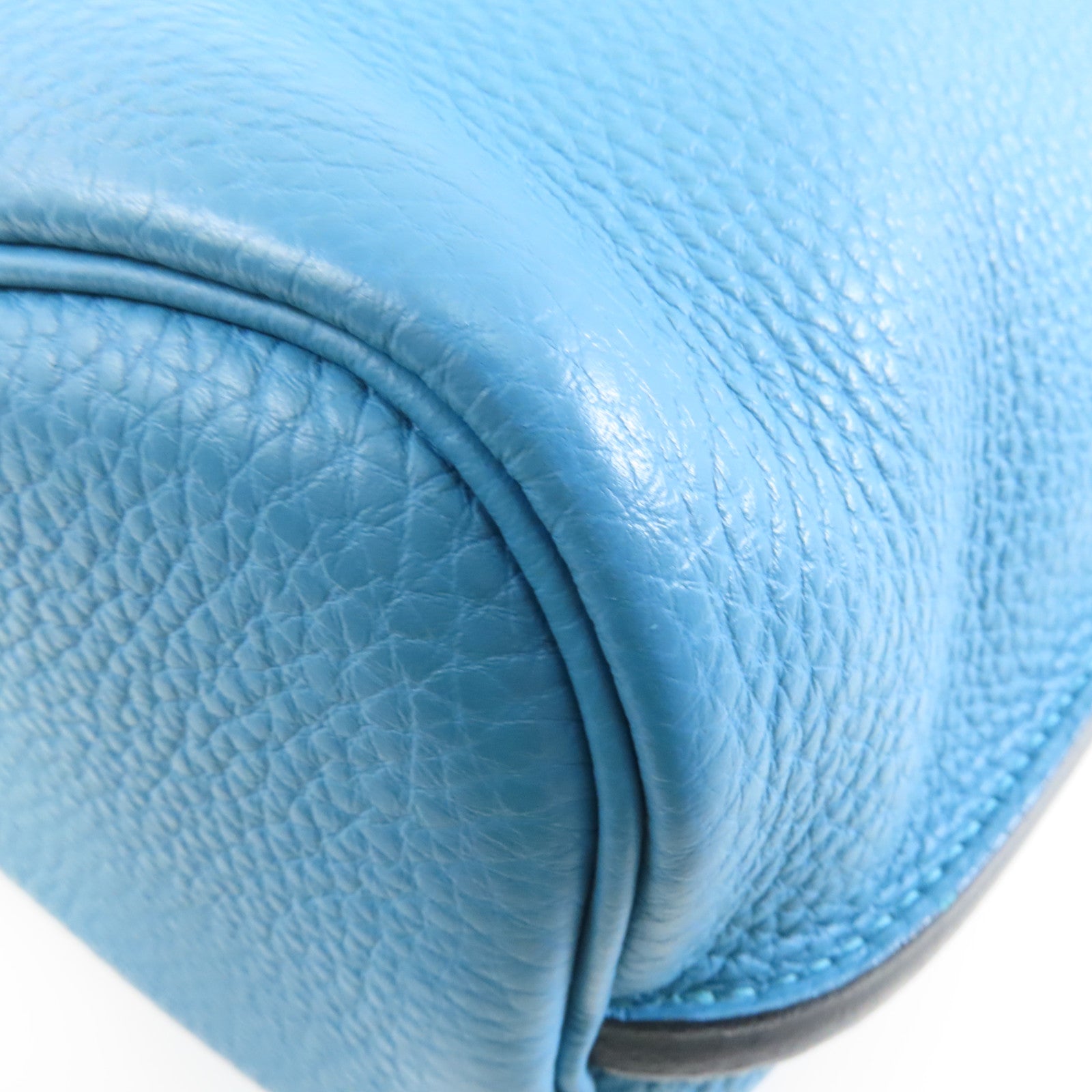 HERMES Clemence皮革So Kelly 22銀扣肩背袋7B Turquoise/土耳其亮藍