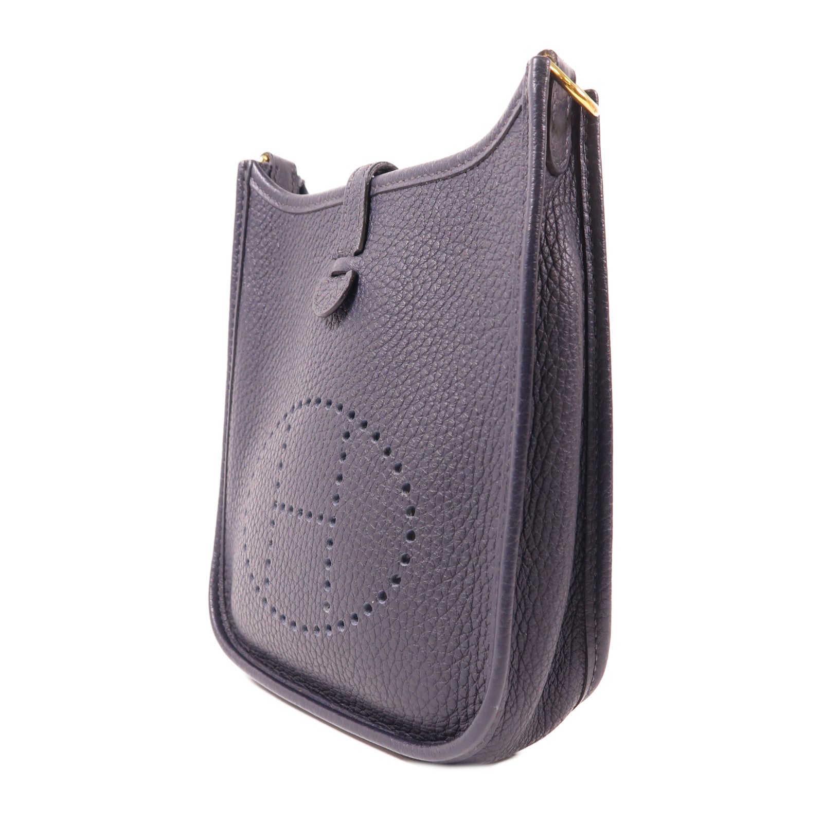 HERMES Clemence皮革Evelyne TPM金扣肩背袋Bleu Nuit