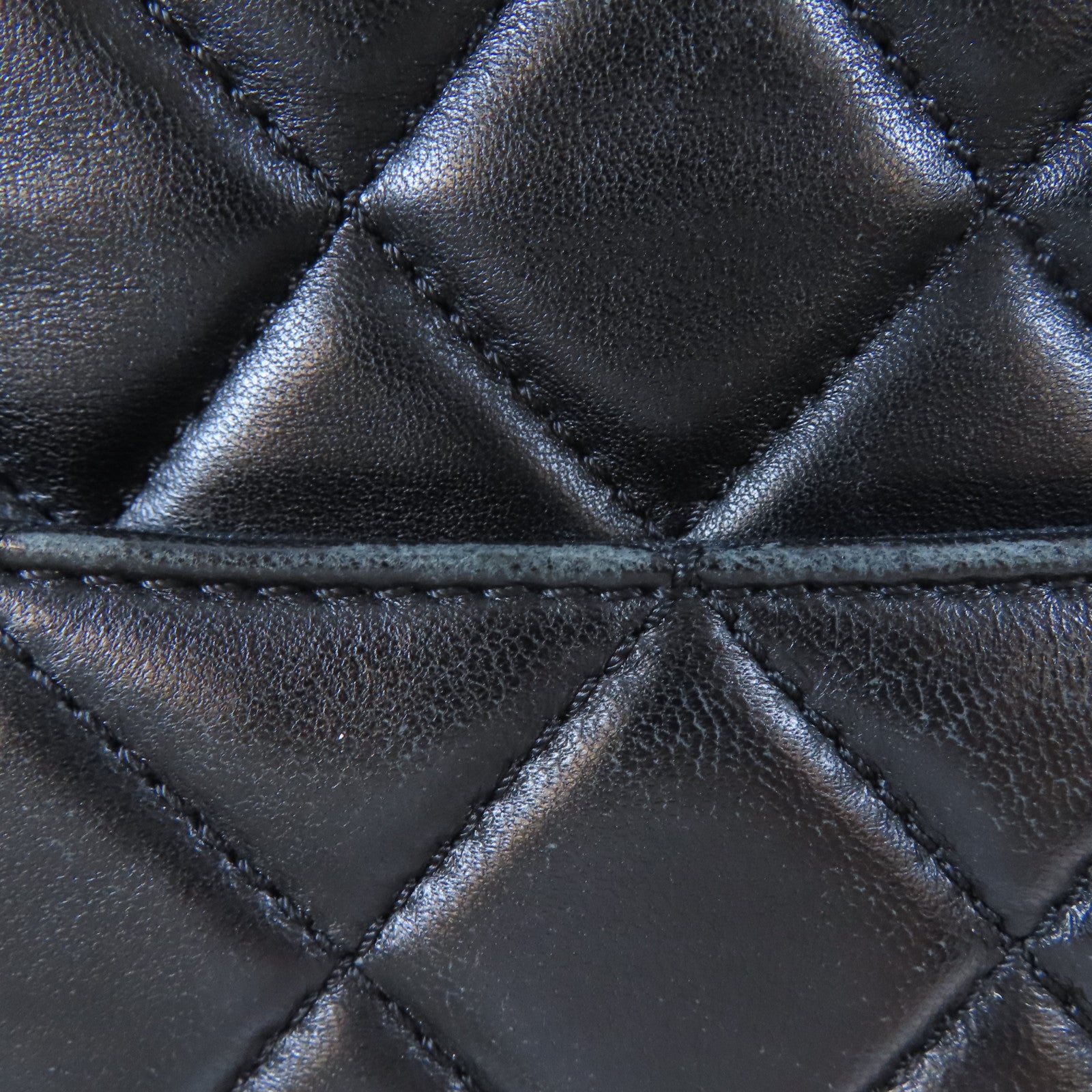 CHANEL 菱格羊皮皮革Shoulder Bag銀扣肩背袋黑色