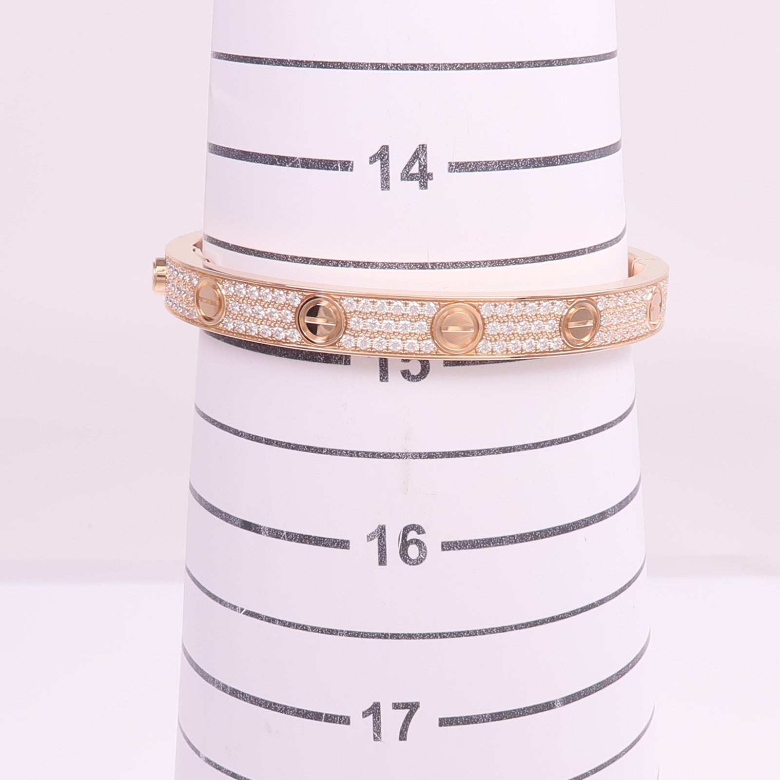 CARTIER 18K玫瑰金Love Bracelet Full Diamonds鑽石手鐲Cartier#16