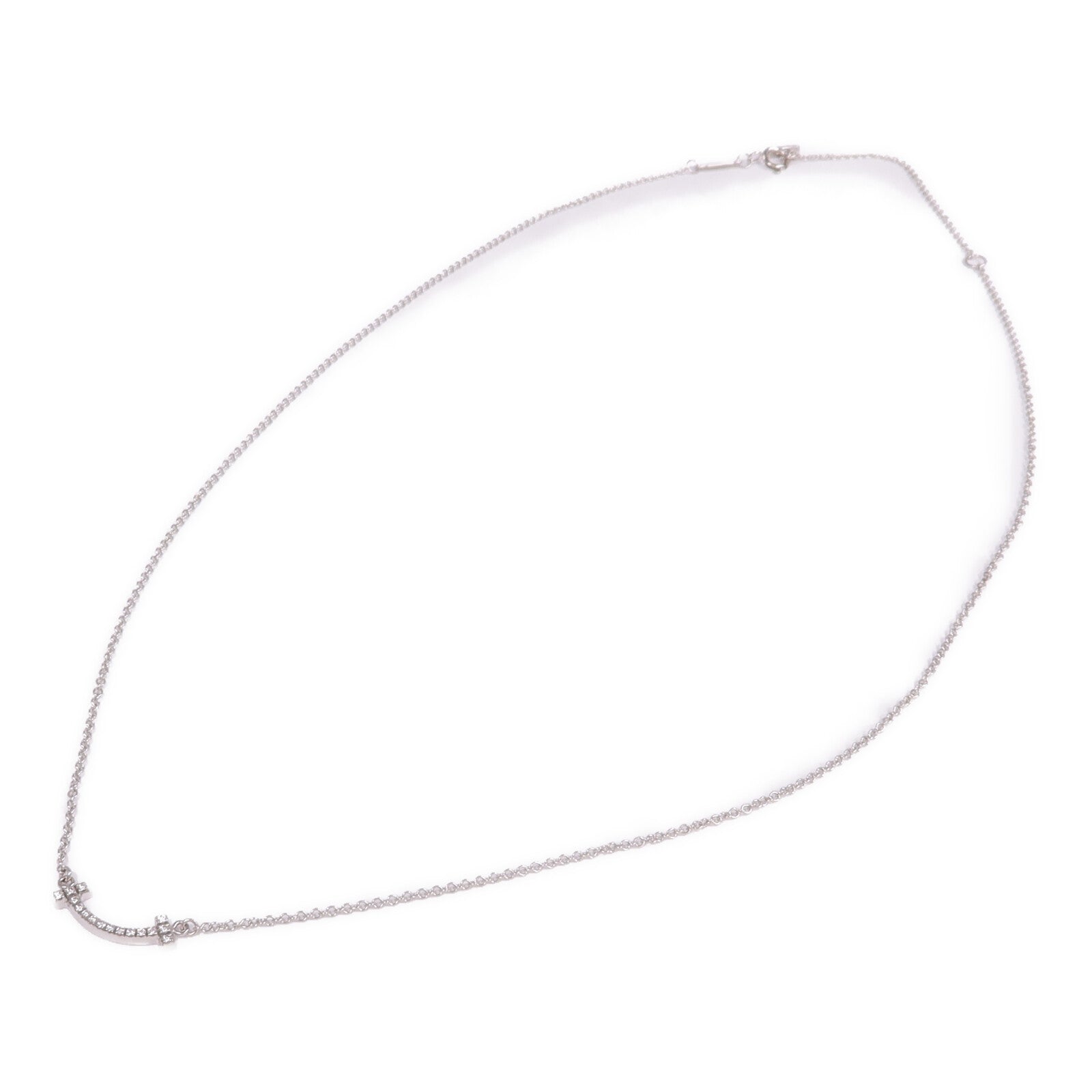 TIFFANY＆CO 18K白金T Smile Necklace鑽石項鍊