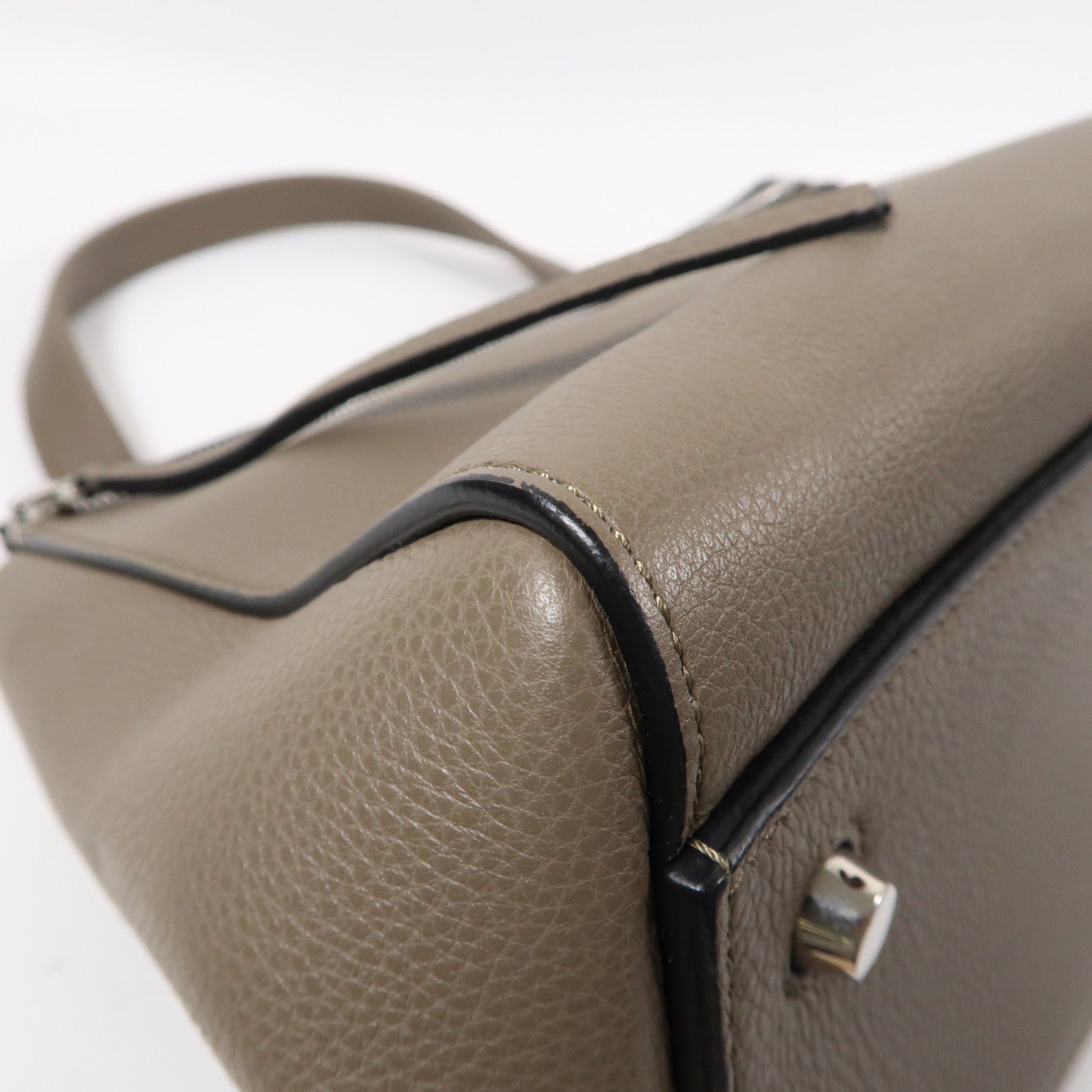 CELINE 【激減優惠】牛皮皮革Shoulder Bag銀扣肩背袋灰色