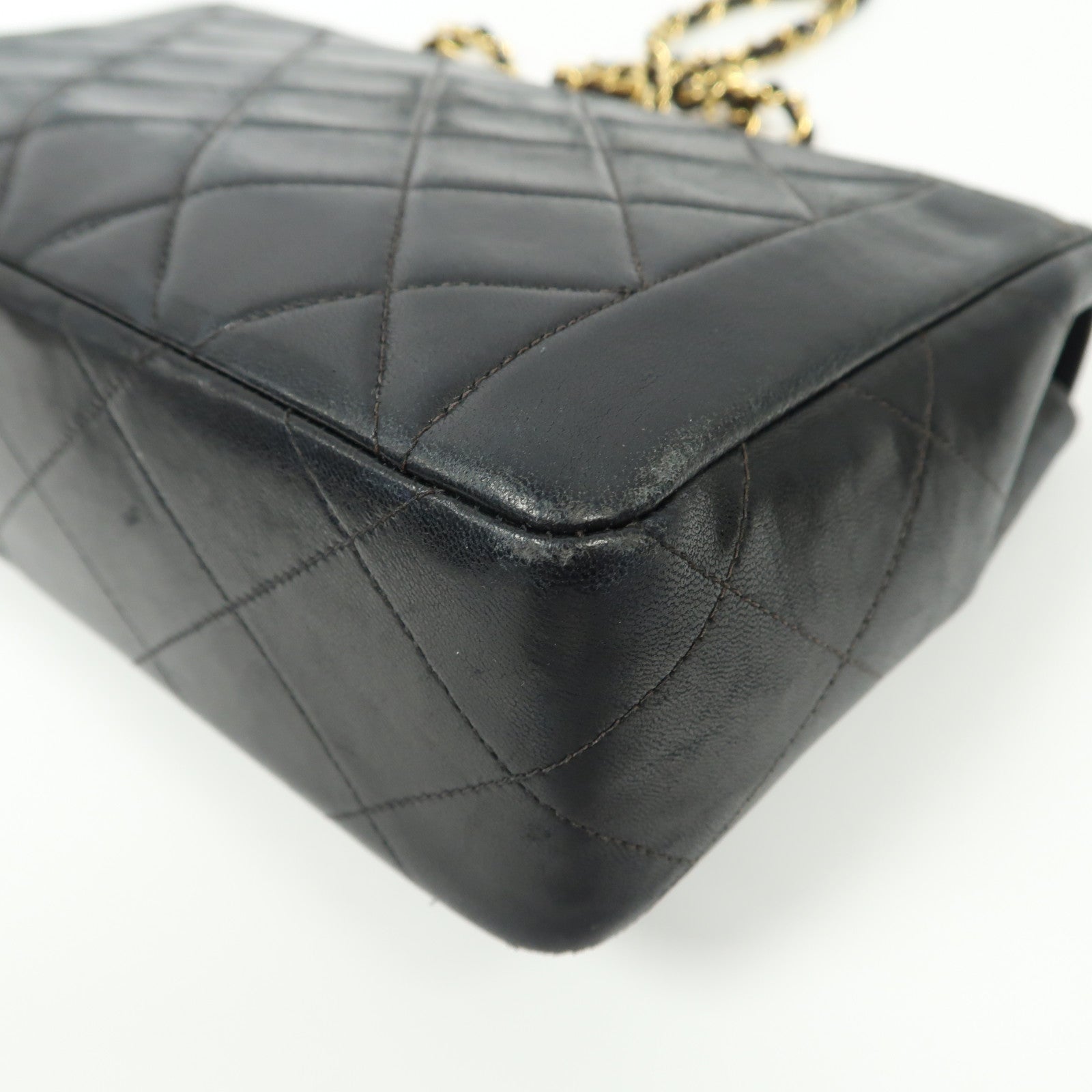 CHANEL 【激減優惠】菱格羊皮皮革Chain Shoulder金扣鏈帶肩背袋黑色