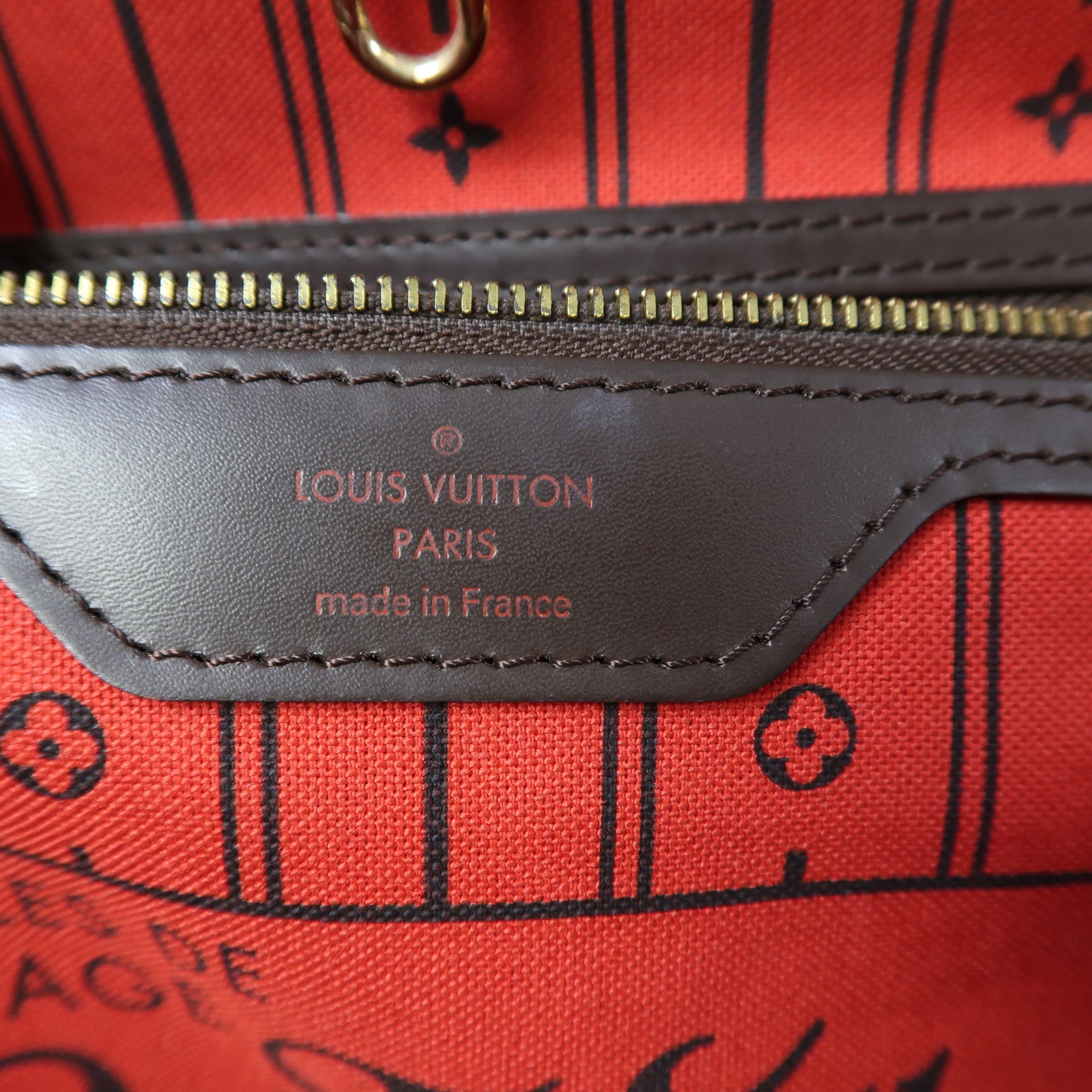 LOUIS VUITTON Damier Ebene Neverfull金扣肩背袋啡色