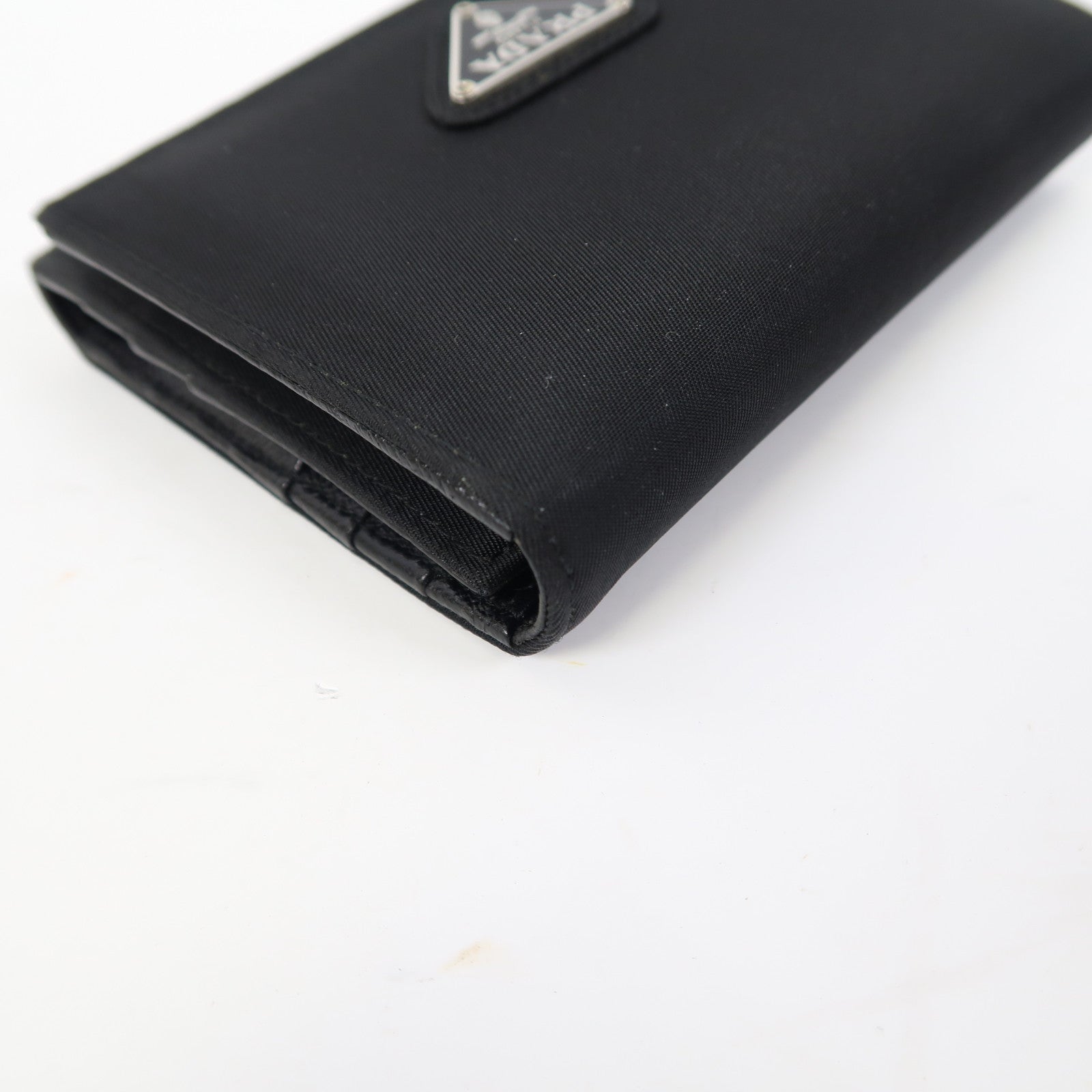 PRADA 尼龍Fold Wallet銀扣錢包黑色