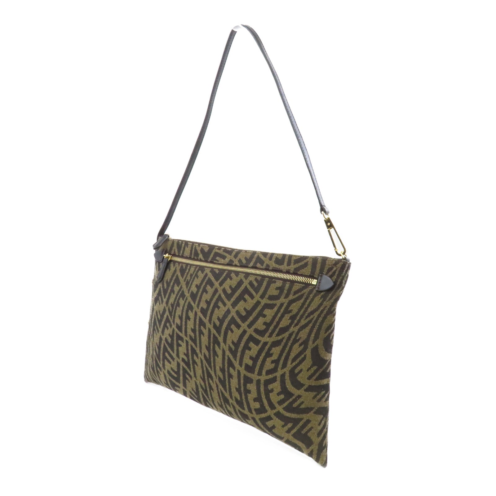 FENDI 帆布Clutch Bag金扣手拿包啡色