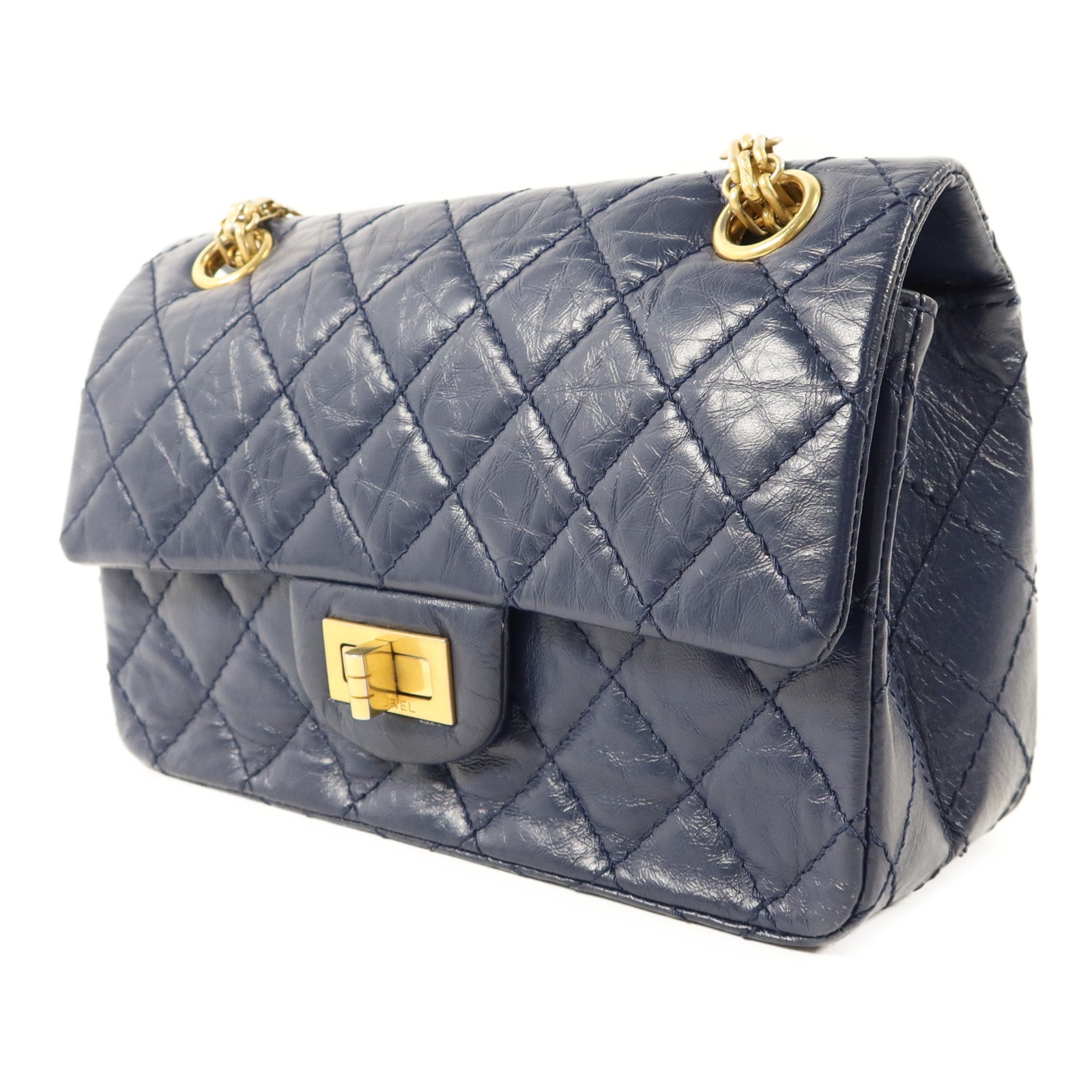 CHANEL 牛皮皮革2.55金扣鏈帶肩背袋