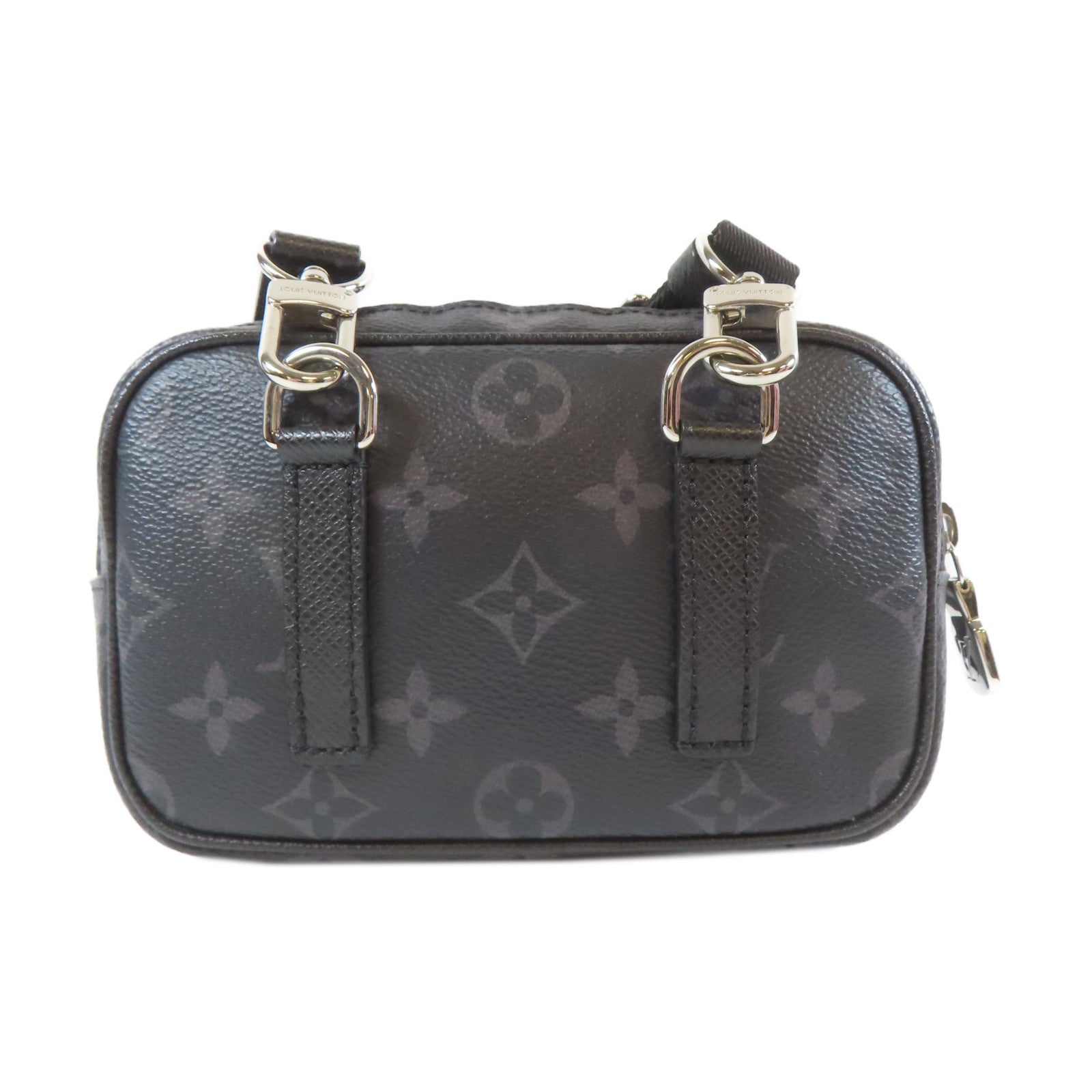 LOUIS VUITTON Monogram Eclipse Outdoor Pouch銀扣肩背袋黑色