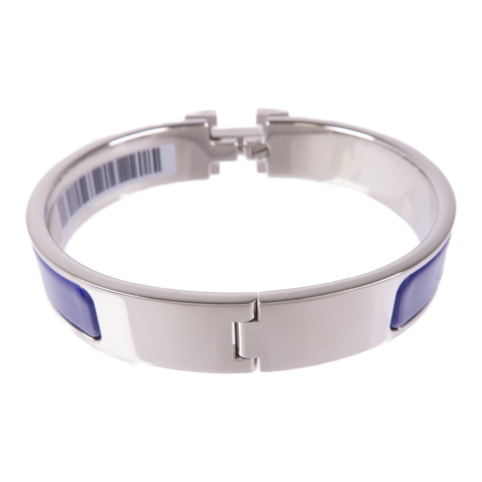 HERMES Clic H Bracelet Enamel Metal Silver Blue