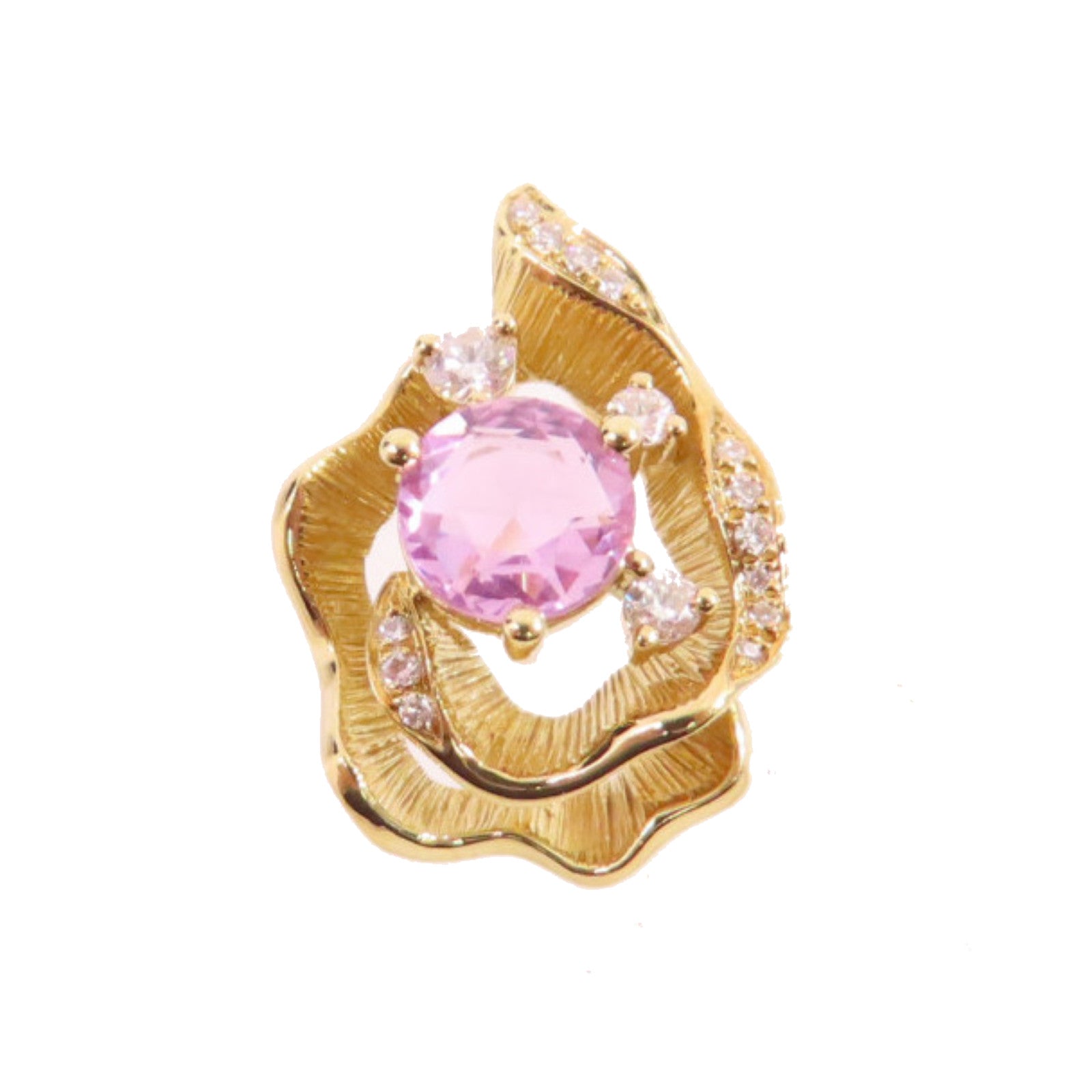 JEWELRY 18K黃金Diamond Pendant Top 0.510ct粉紅藍寶石/0.08ct鑽石Pink Sapphire吊墜頭扣