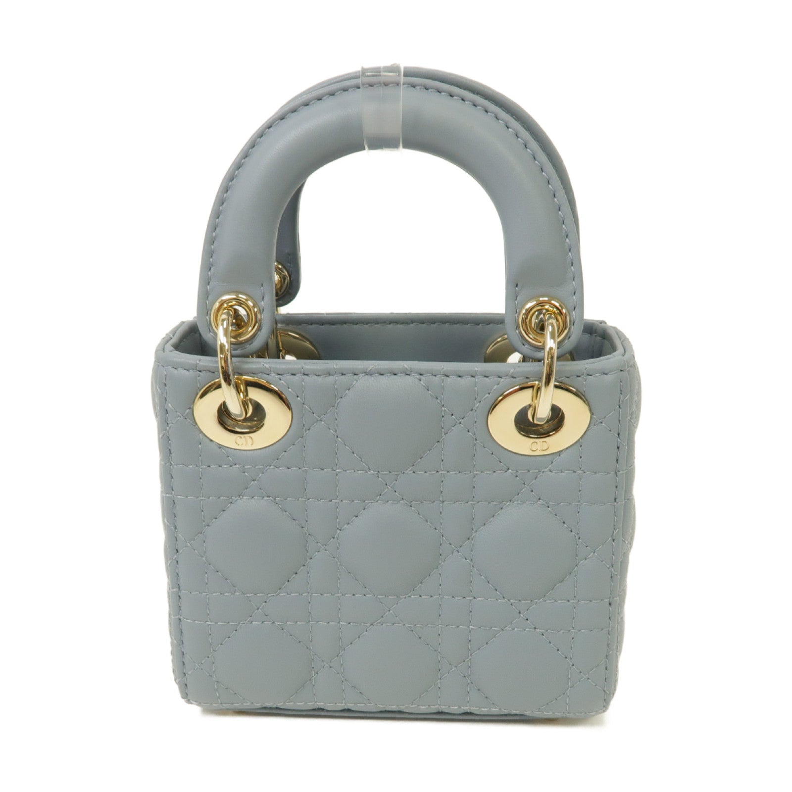 Dior 羊皮皮革Lady Dior Micro Bag金扣手挽肩背兩用袋藍色