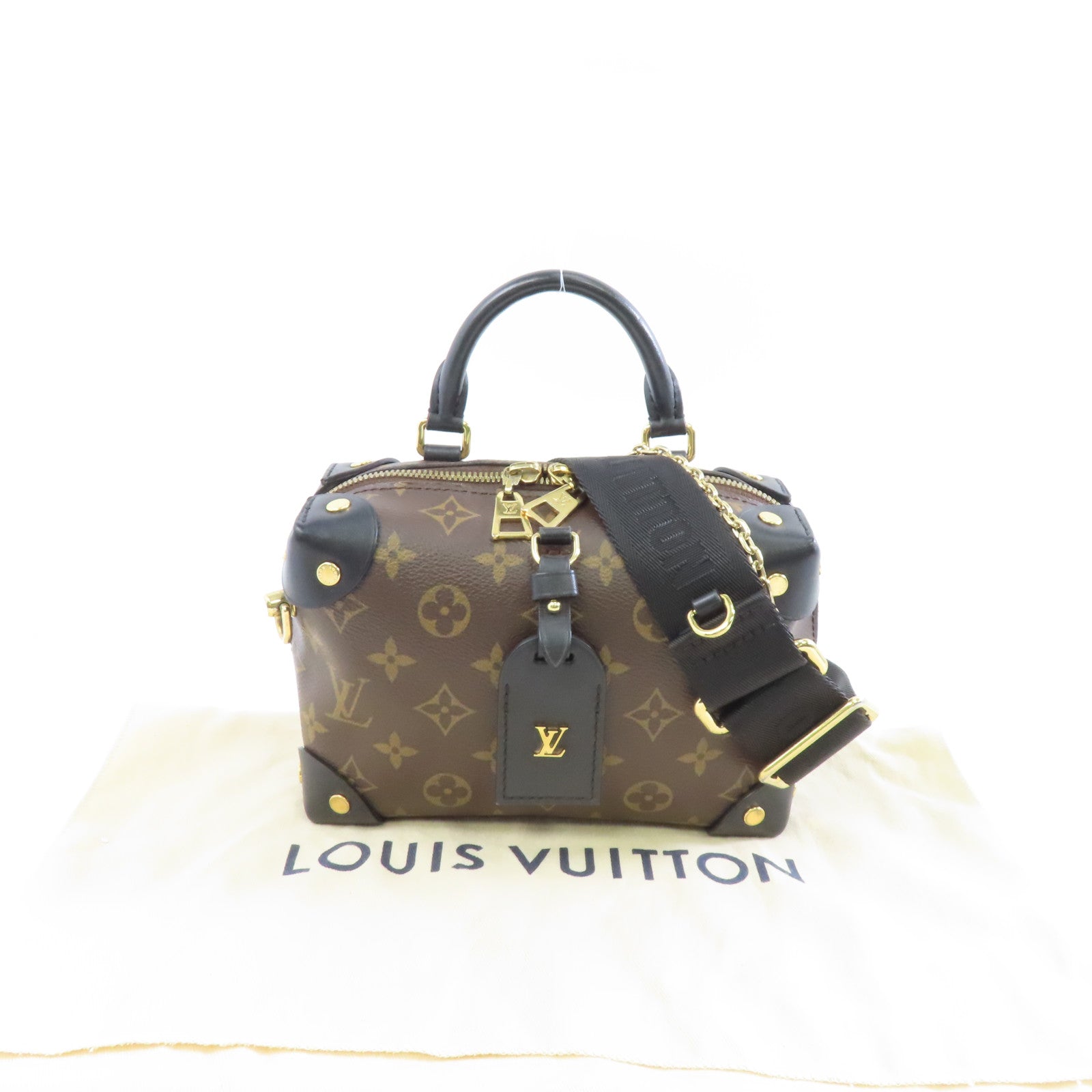 LOUIS VUITTON 【激減優惠】Monogram Petite Malle Souple金扣手挽肩背兩用袋啡色