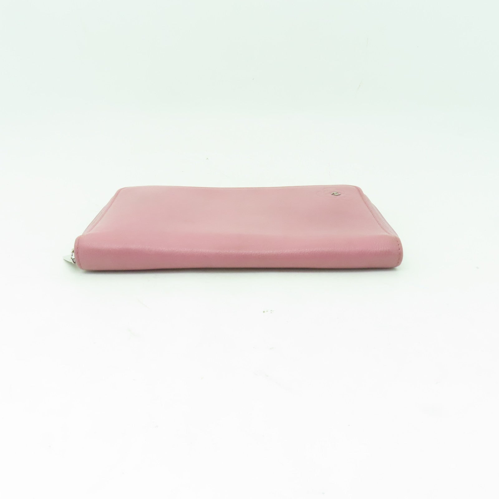 CHANEL 【清倉大減價】牛皮皮革Zipped Long Wallet銀扣長錢包粉紅色
